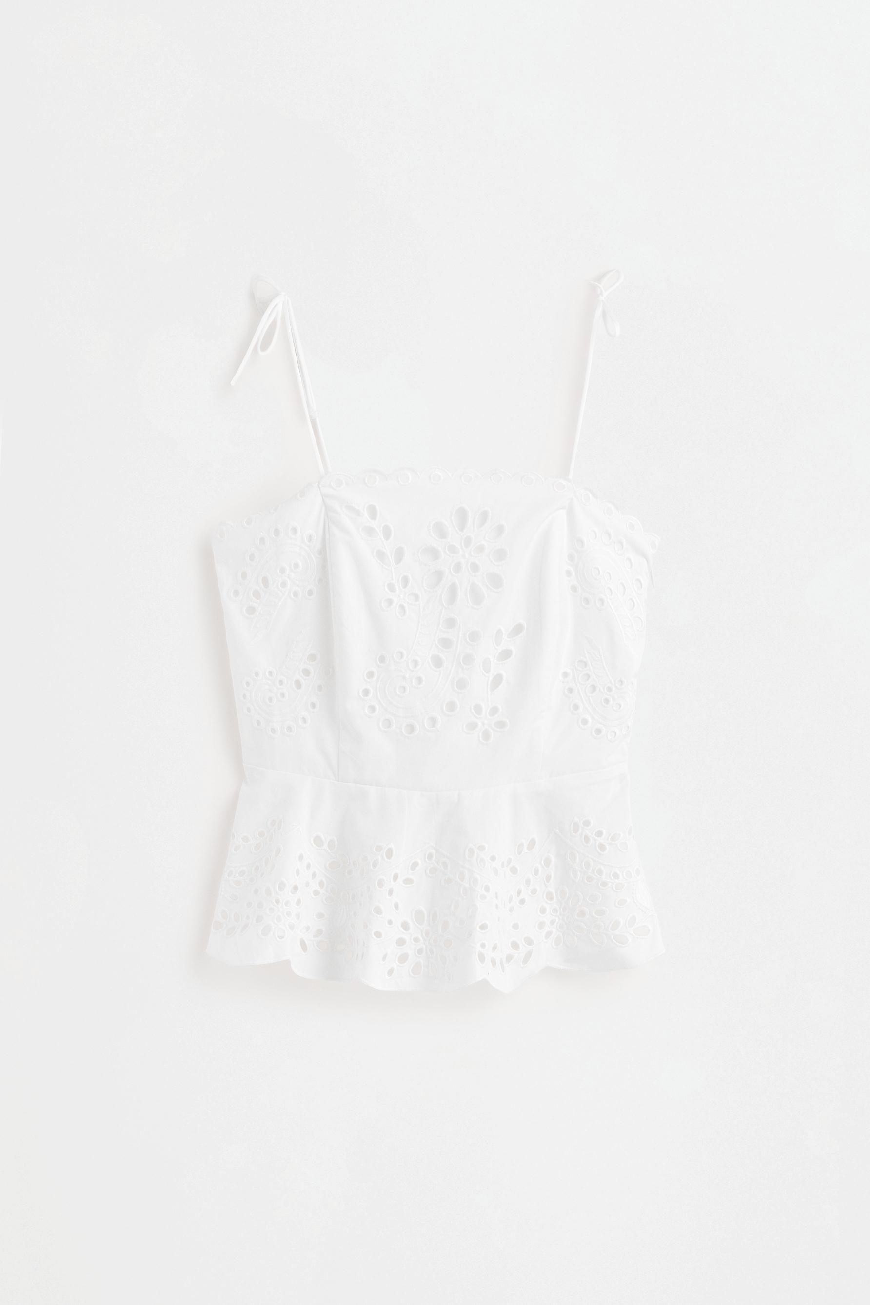 Swiss embroidery top — WHITE