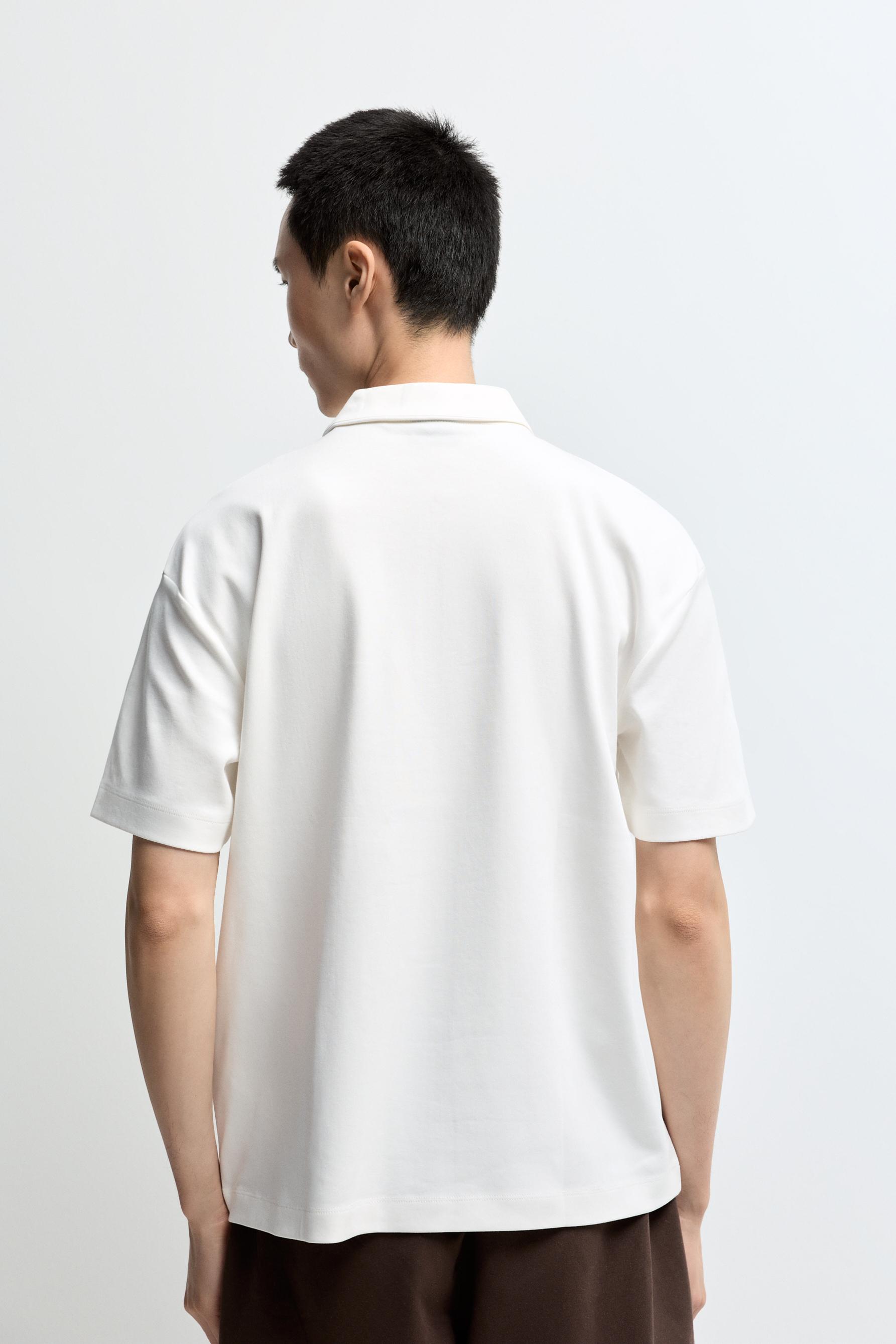 Interlock zip-up polo shirt — OFF WHITE