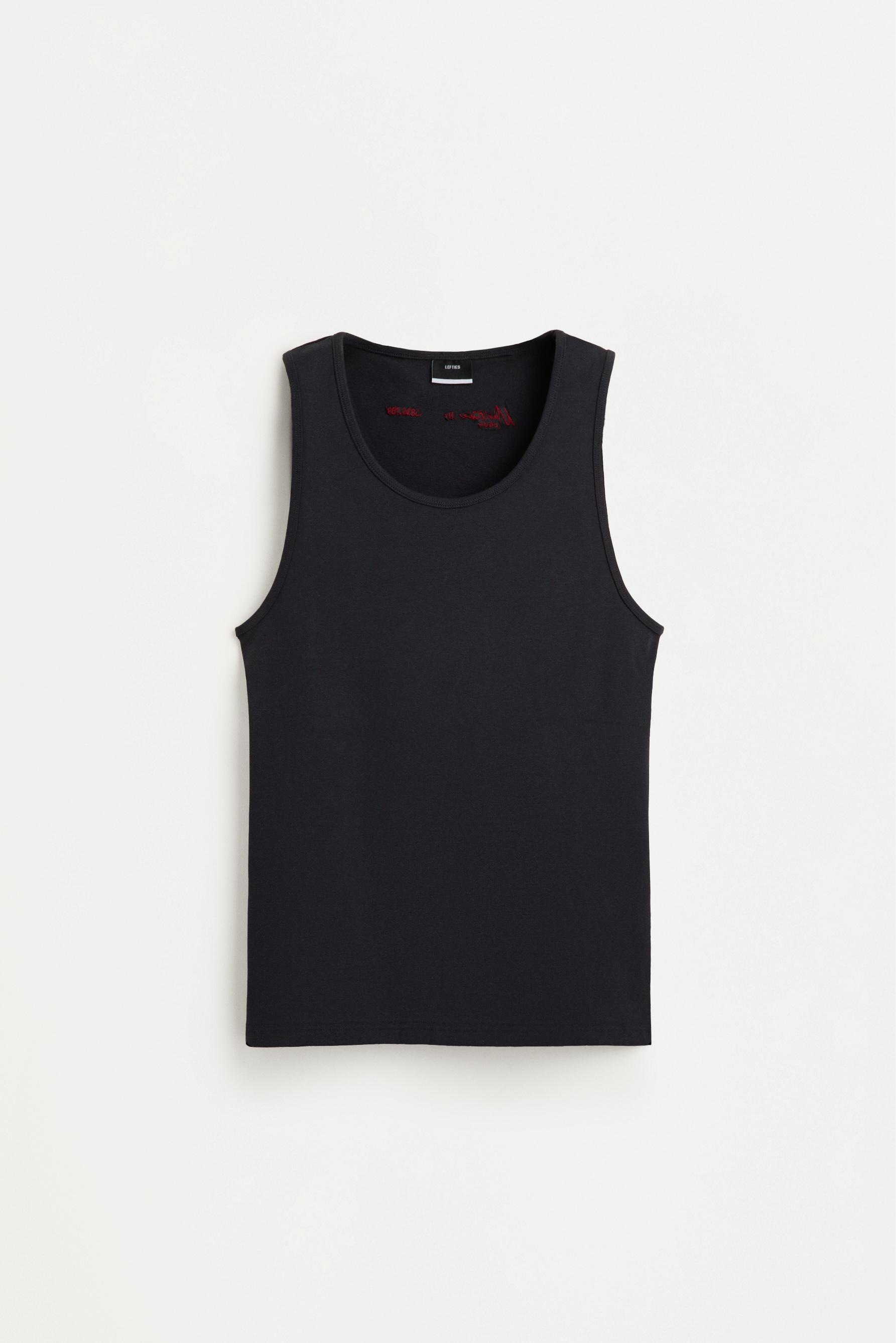 Embroidered ribbed vest top — DARK NAVY