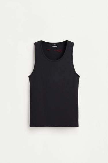 Embroidered ribbed vest top — DARK NAVY 6