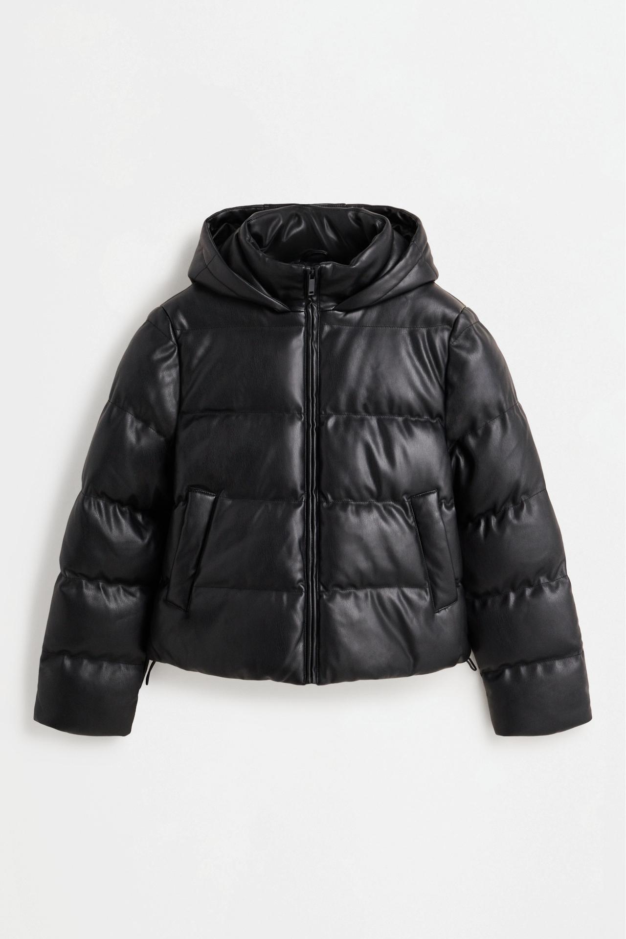 Padded leather effect jacket — BLACK