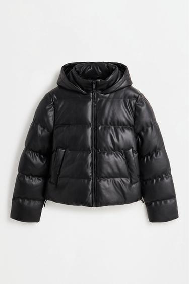 Padded leather effect jacket — BLACK 6