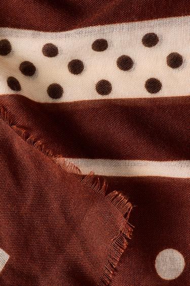 Printed rectangular scarf — BROWN 3