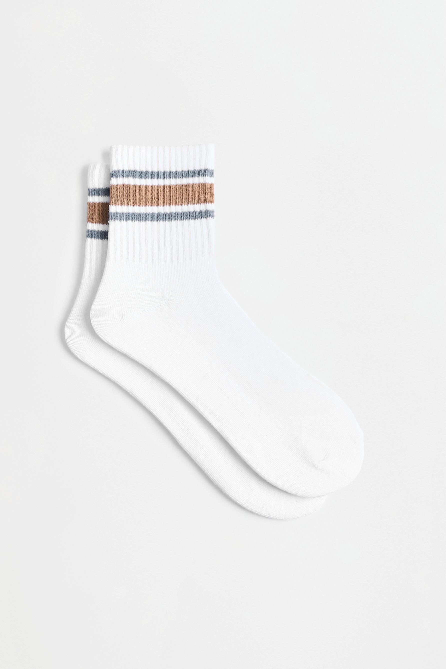 Striped ankle socks (4-pack) — CAMEL