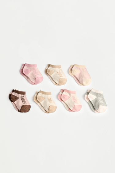 Days of the Week Short Socks (7-Pack) — PINK 1