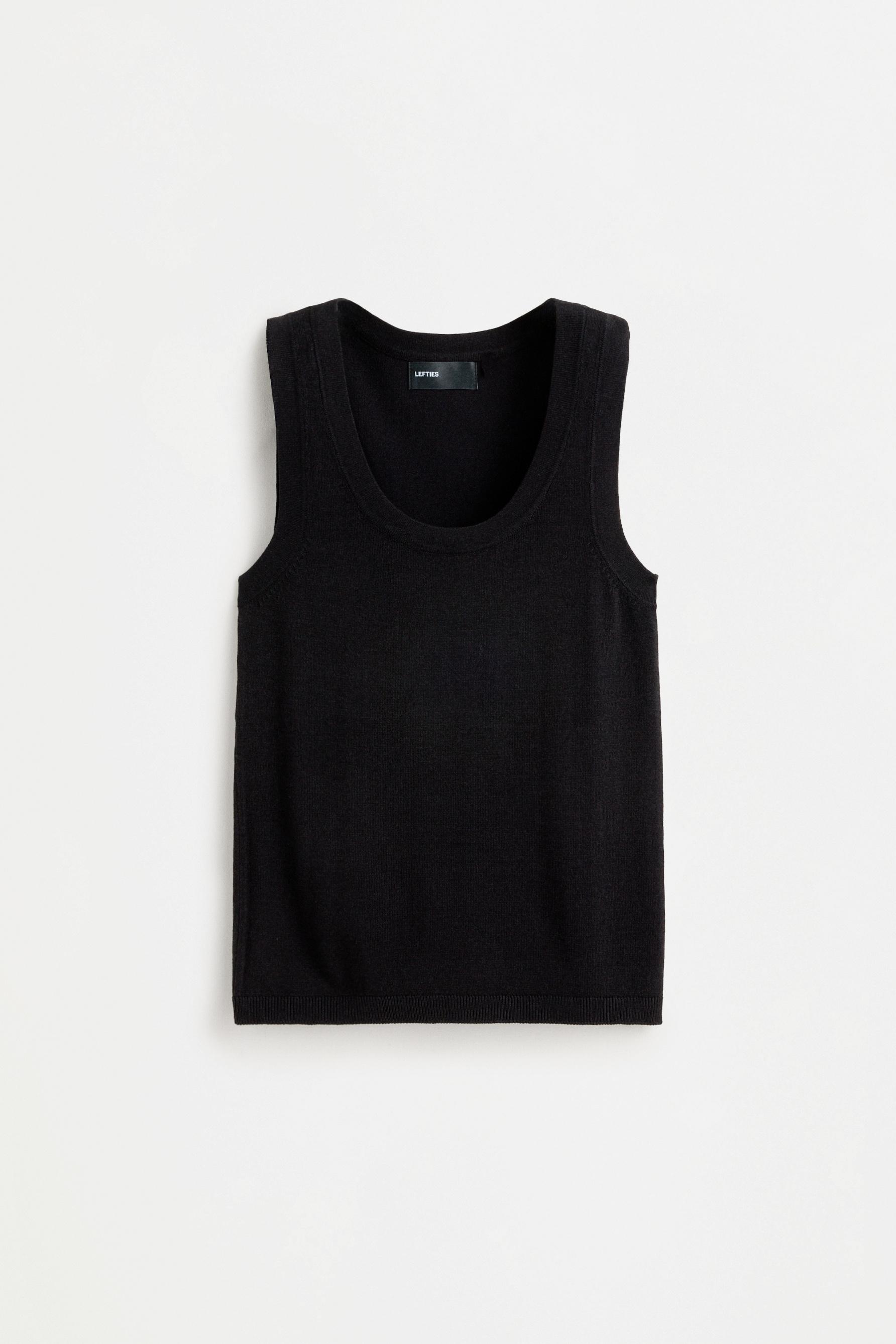Basic flowing knit top — BLACK