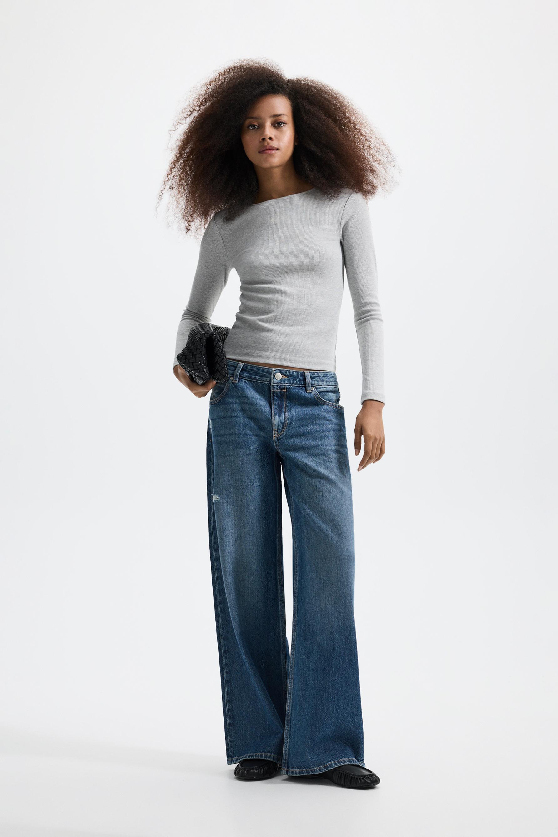 Wide-leg low-waist jeans — DARK BLUE