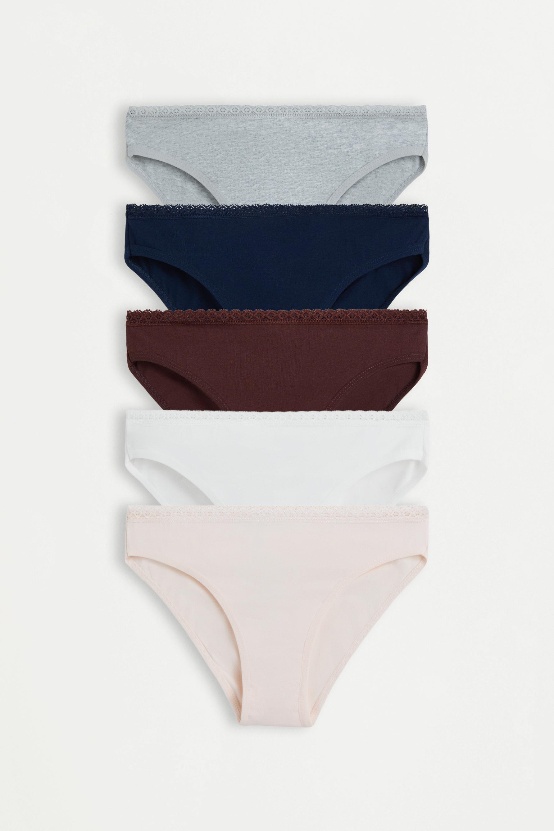 Pack of 5 lace briefs — GREY