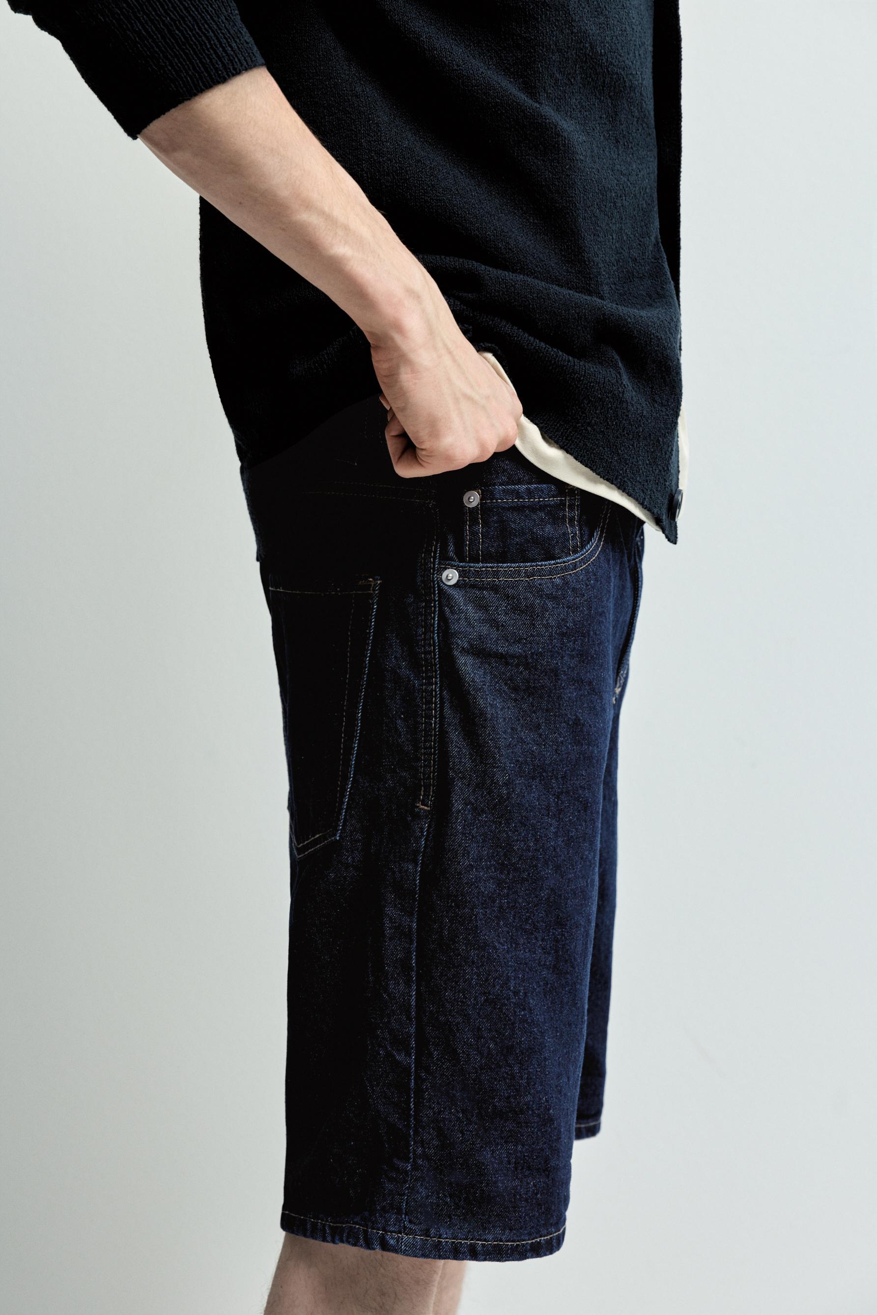 Regular fit denim Bermuda shorts — DARK INDIGO