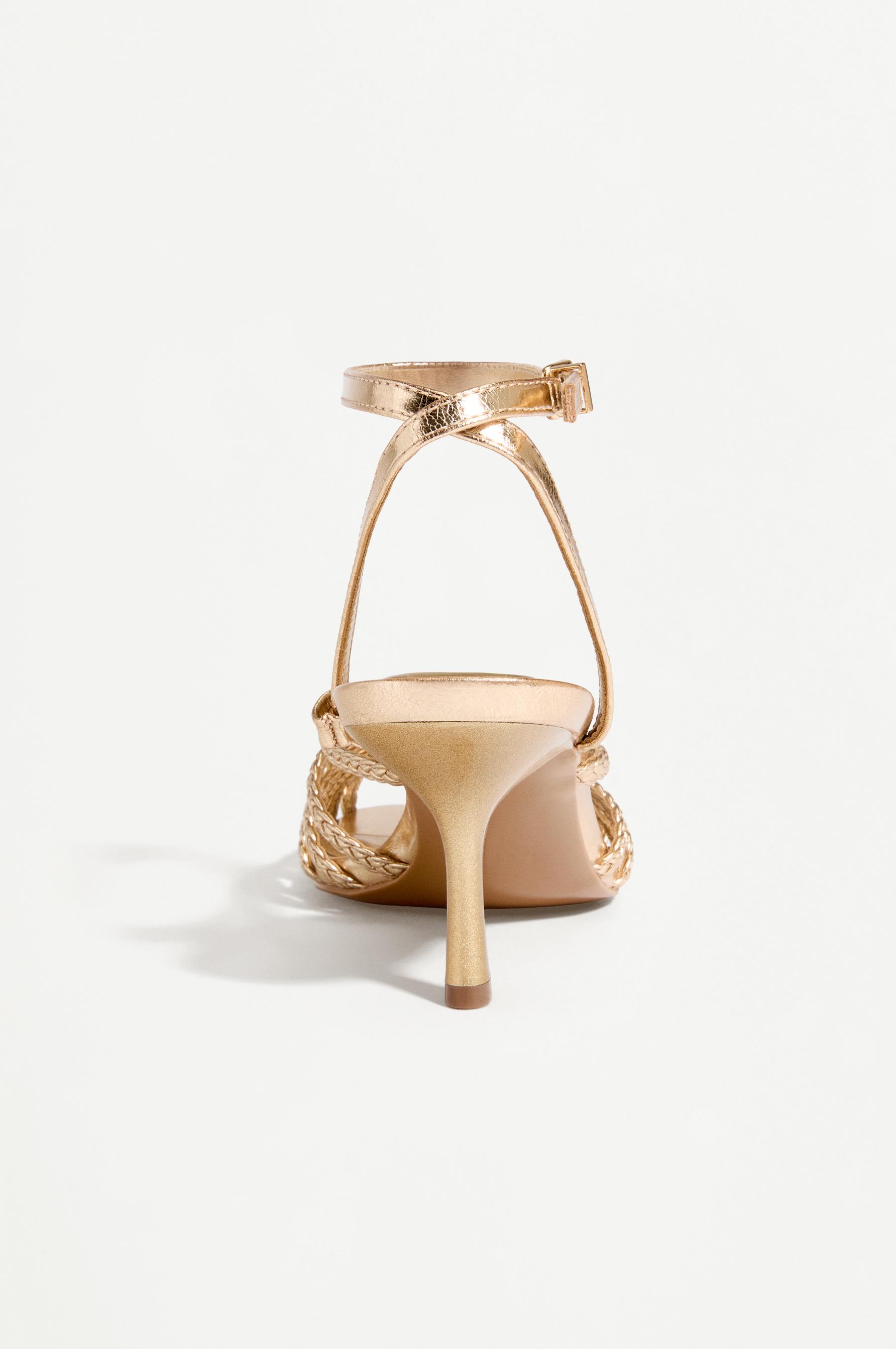 Heeled cage sandals — GOLD