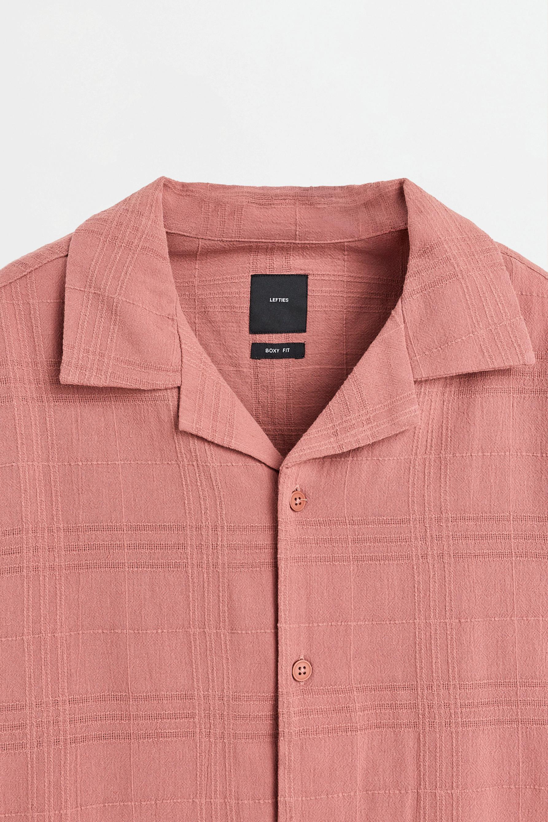 Checked short sleeve shirt — DUSTY PINK