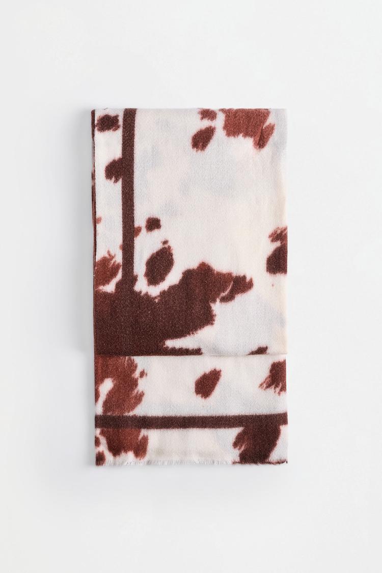 Cow print scarf — BROWN