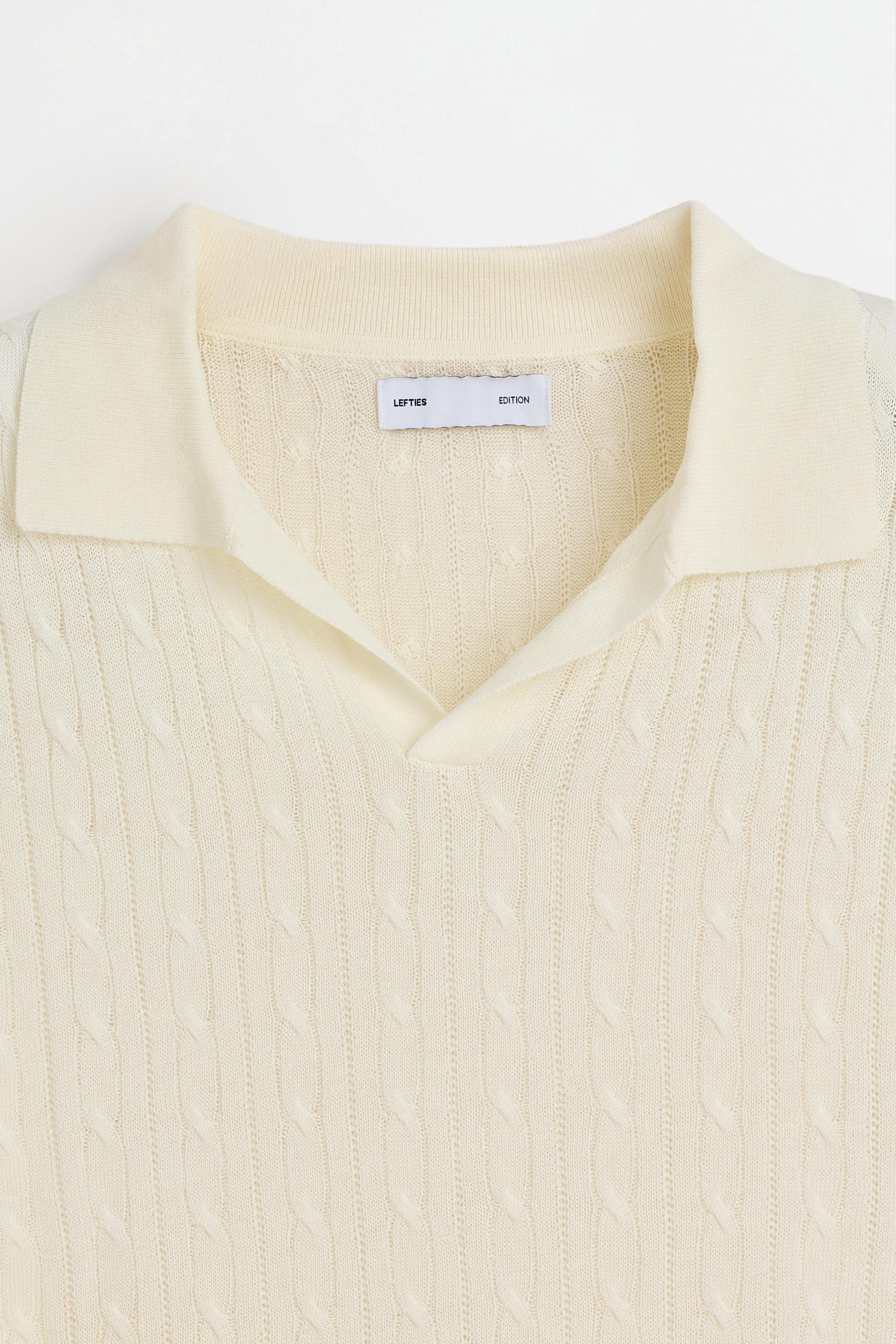 Linen knit polo shirt — OFF WHITE