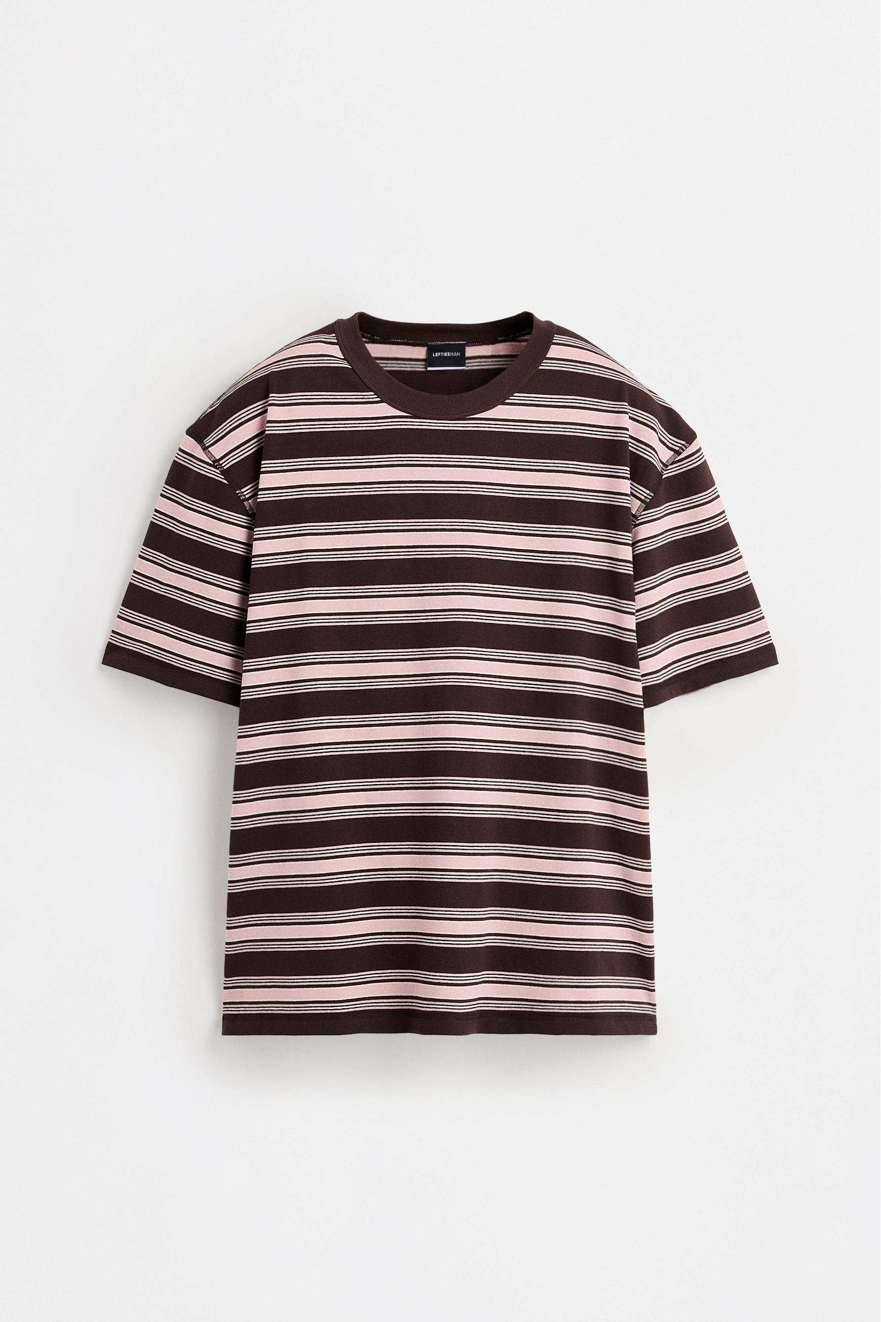 Textured striped T-shirt — BROWN