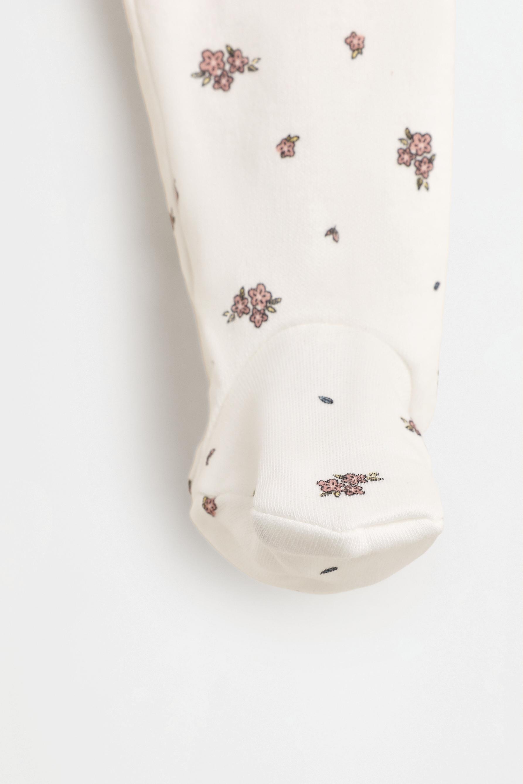 Printed bodysuit, footed leggings and hat set — CHALK PINK