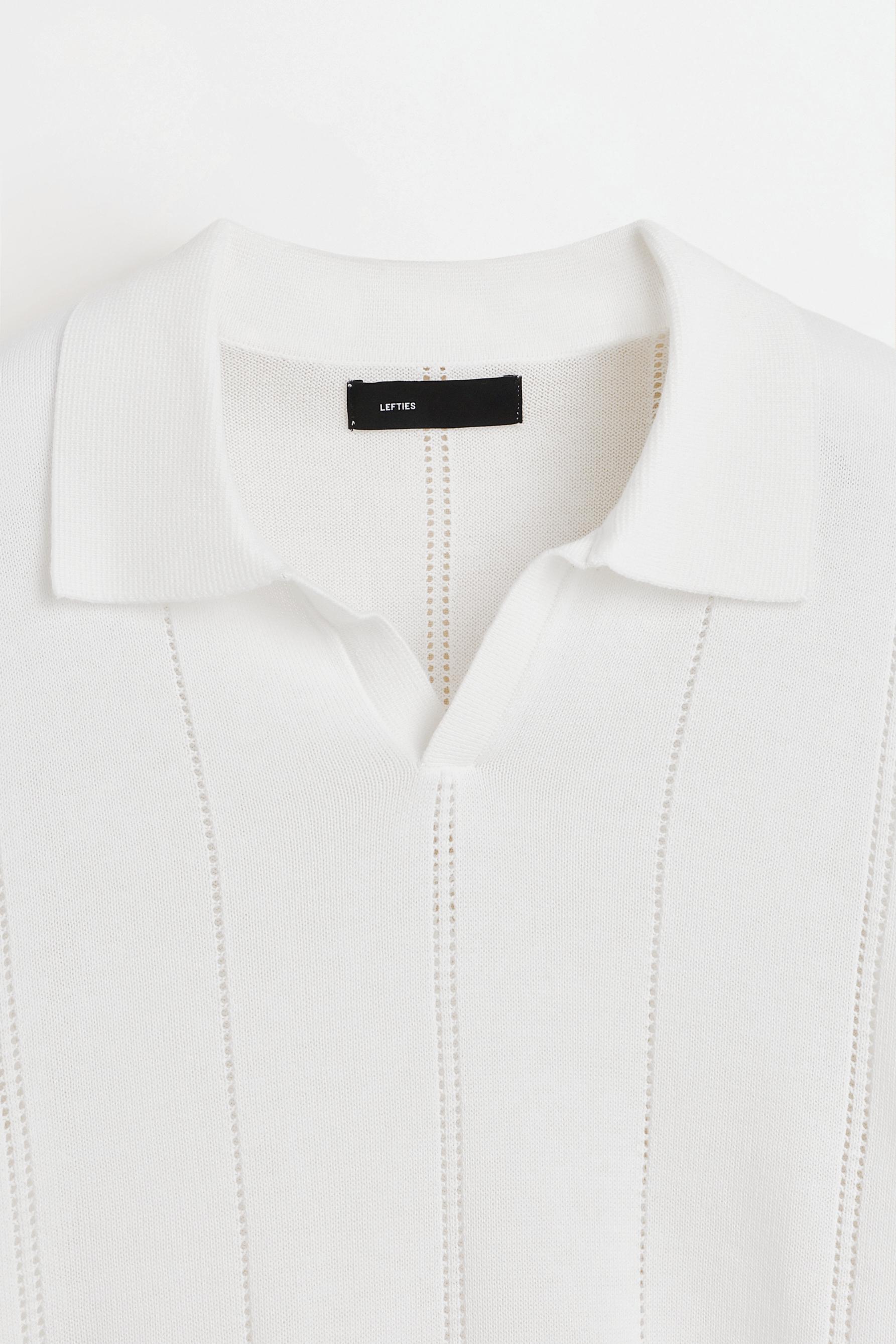 Openwork knit polo shirt — WHITE