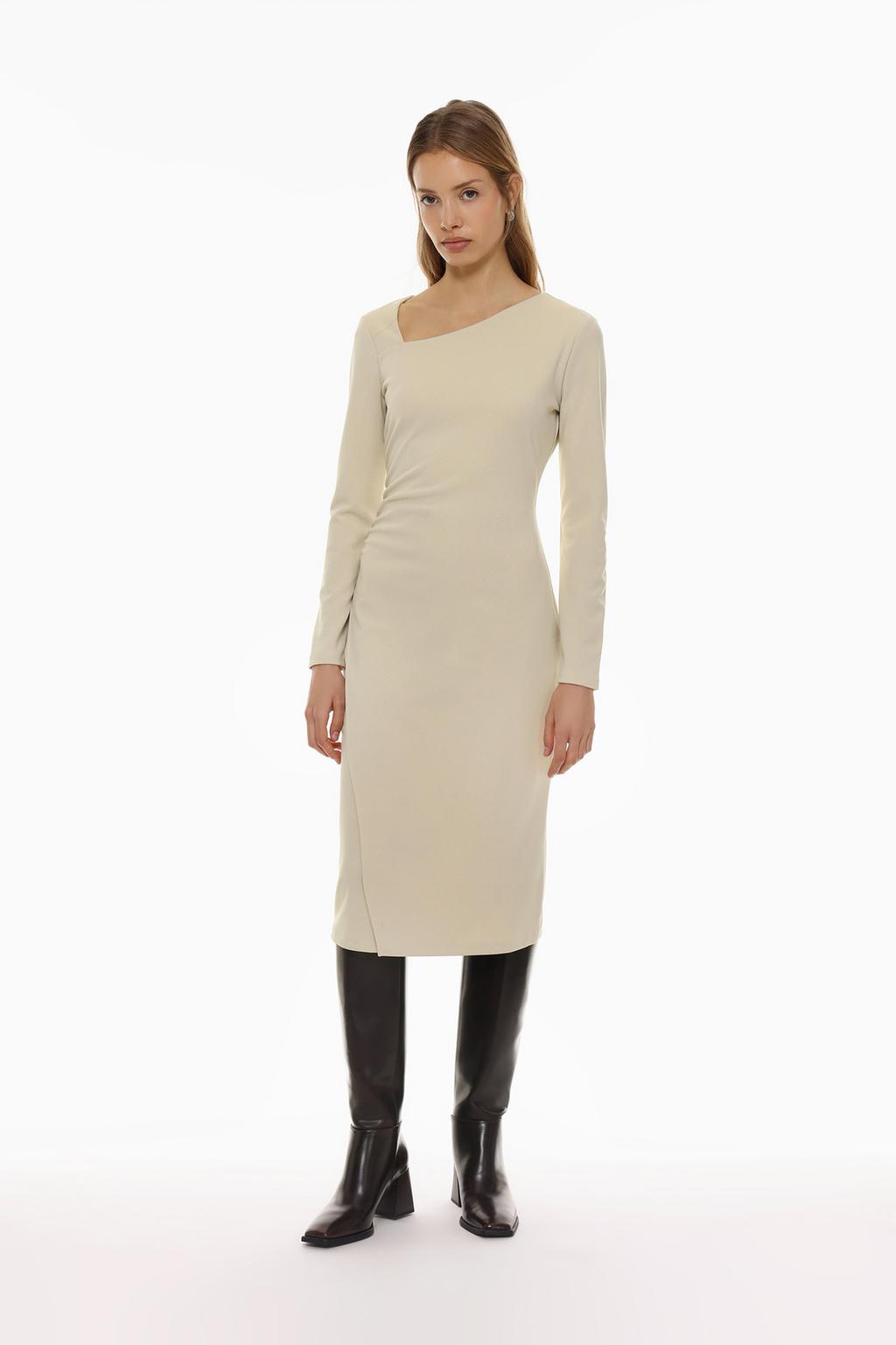 Gathered asymmetric dress