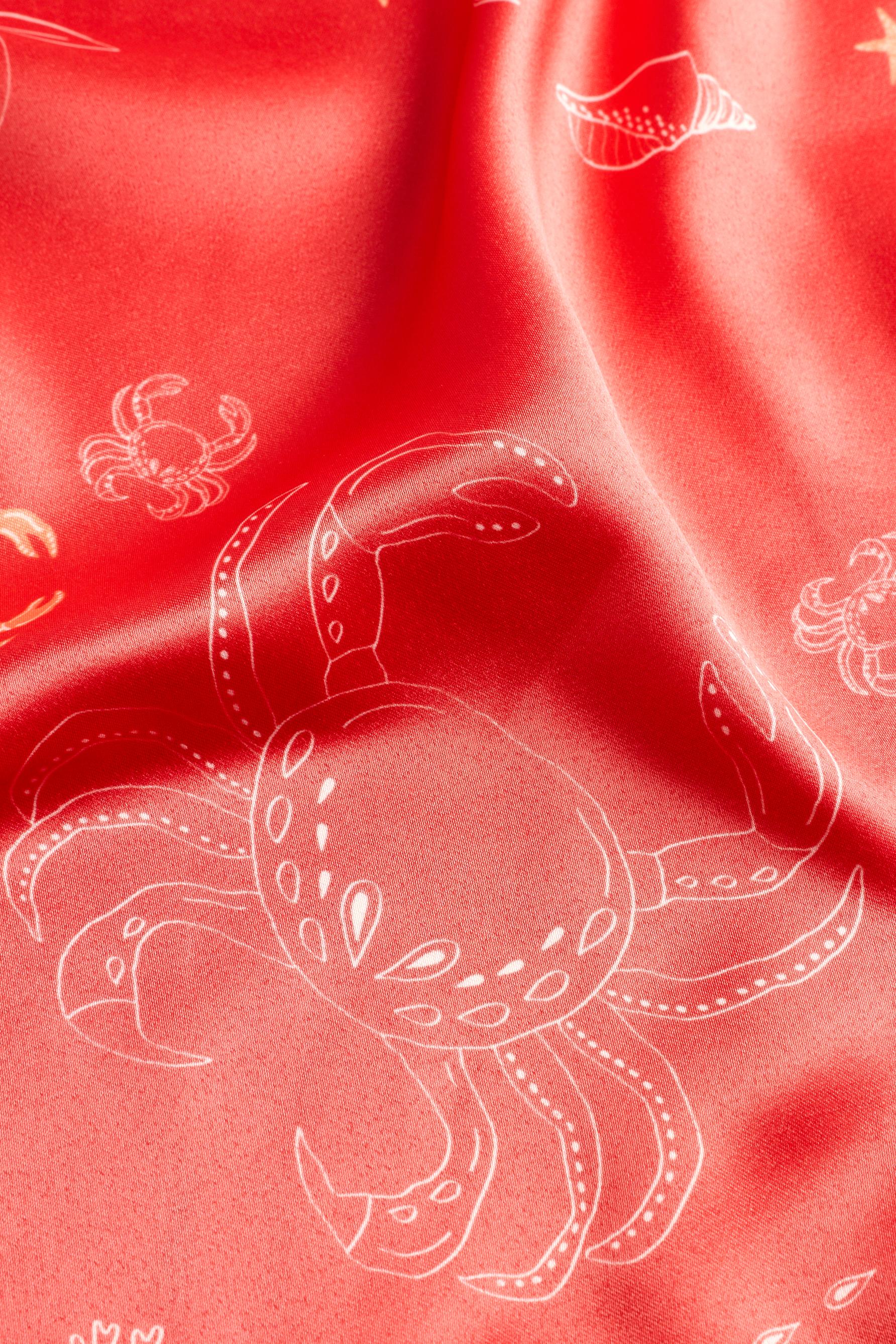 Crab sateen scarf — RED