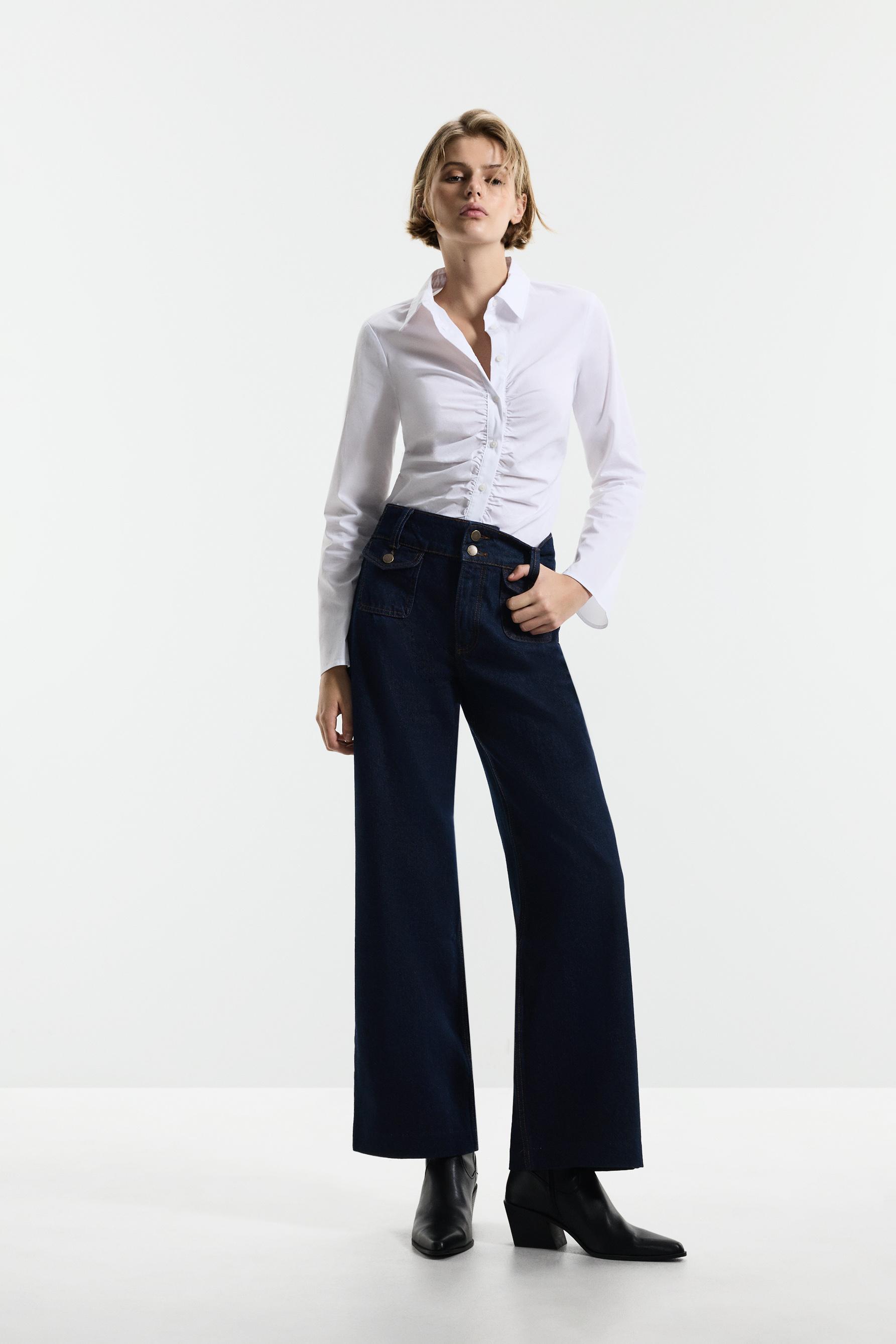 Wide-leg jeans with pockets — NAVY