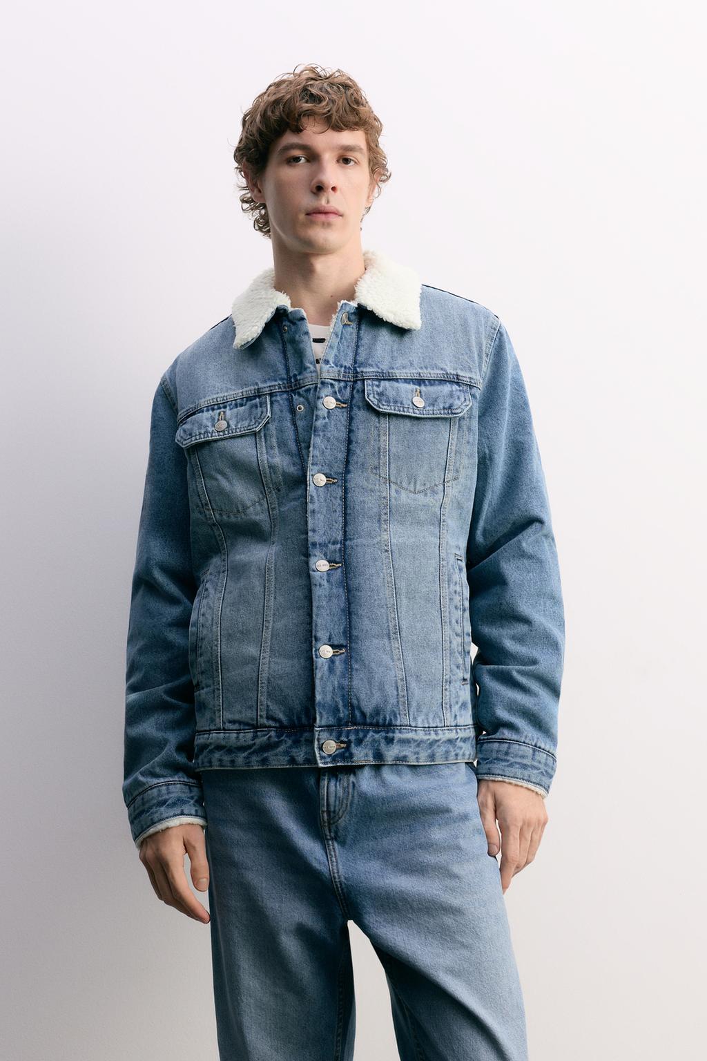 Denim faux shearling jacket