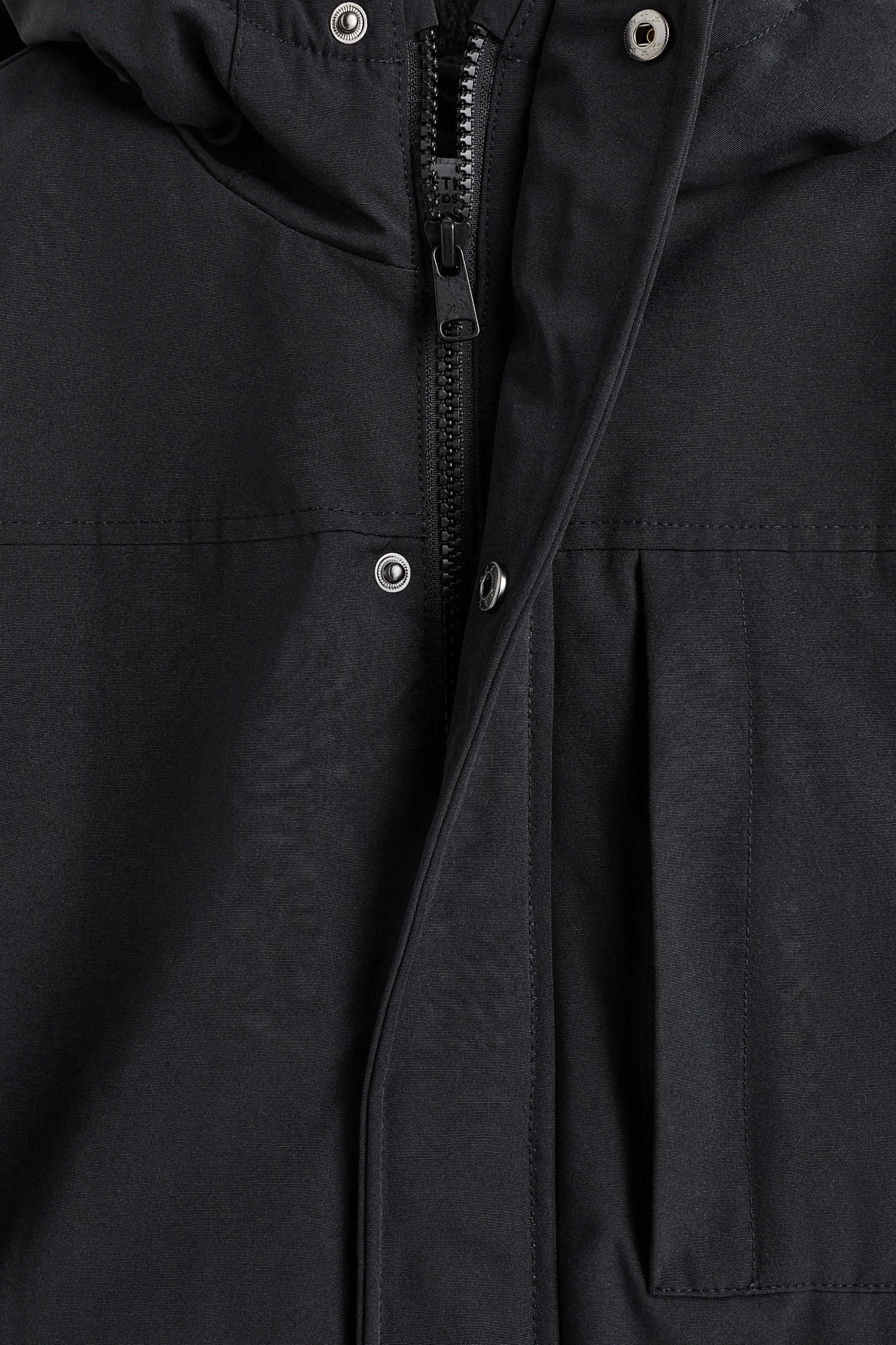 Fleece-lined hooded parka — BLACK