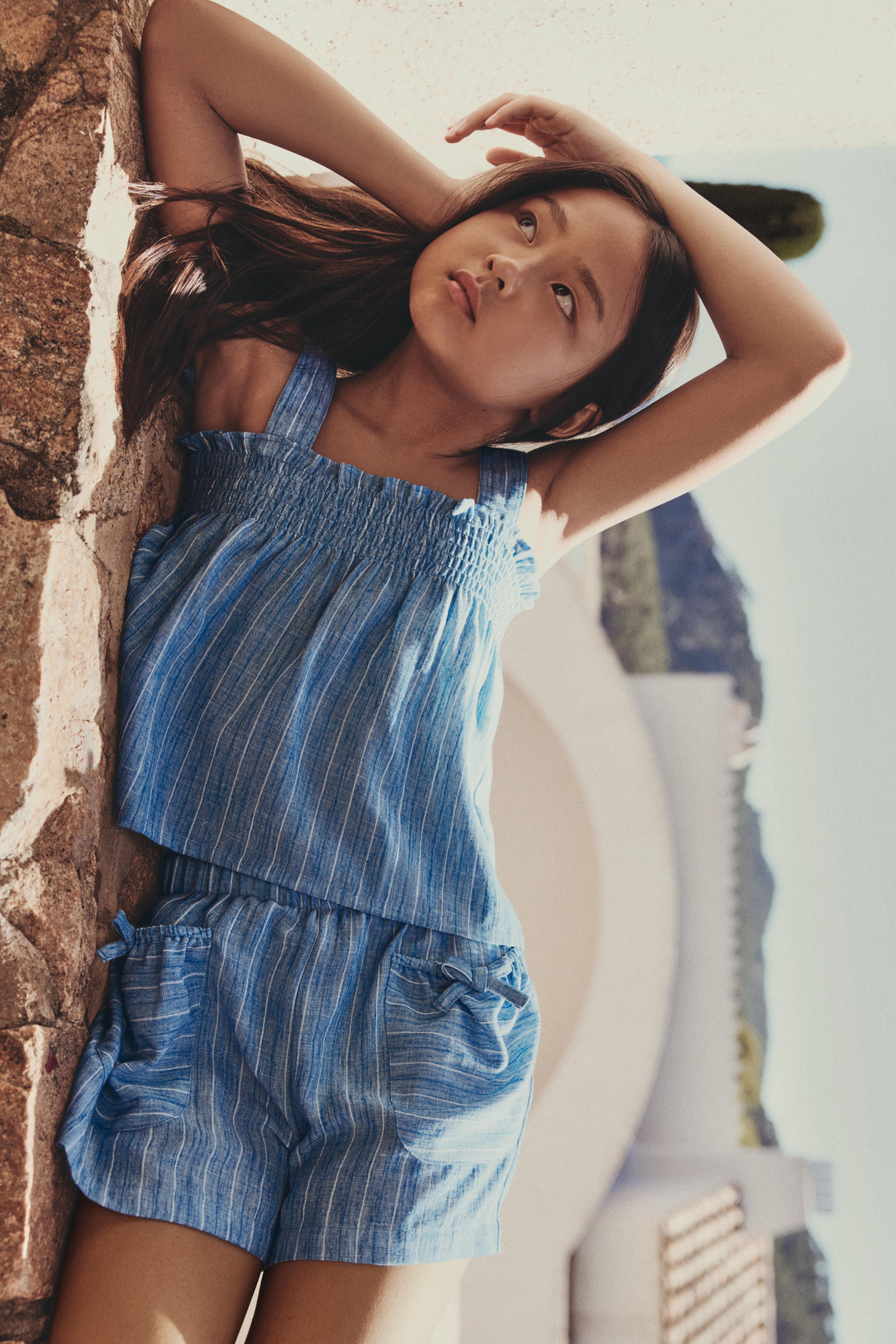 Striped rustic top — BLUE/WHITE