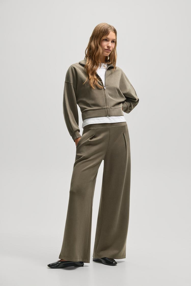Flowing wide-leg trousers — DARK KHAKI