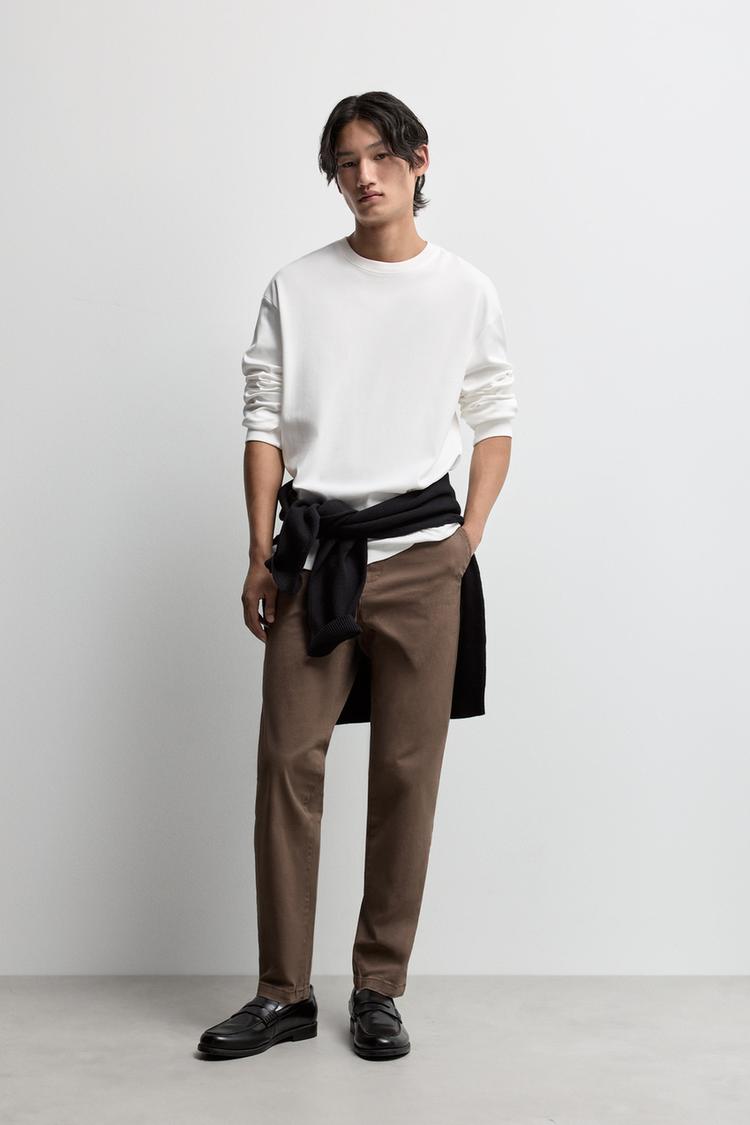 Skinny fit chino trousers — BROWN