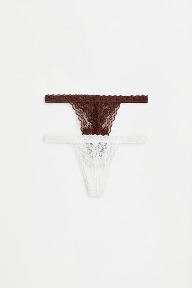 2-pack of lace thongs — WHITE 1