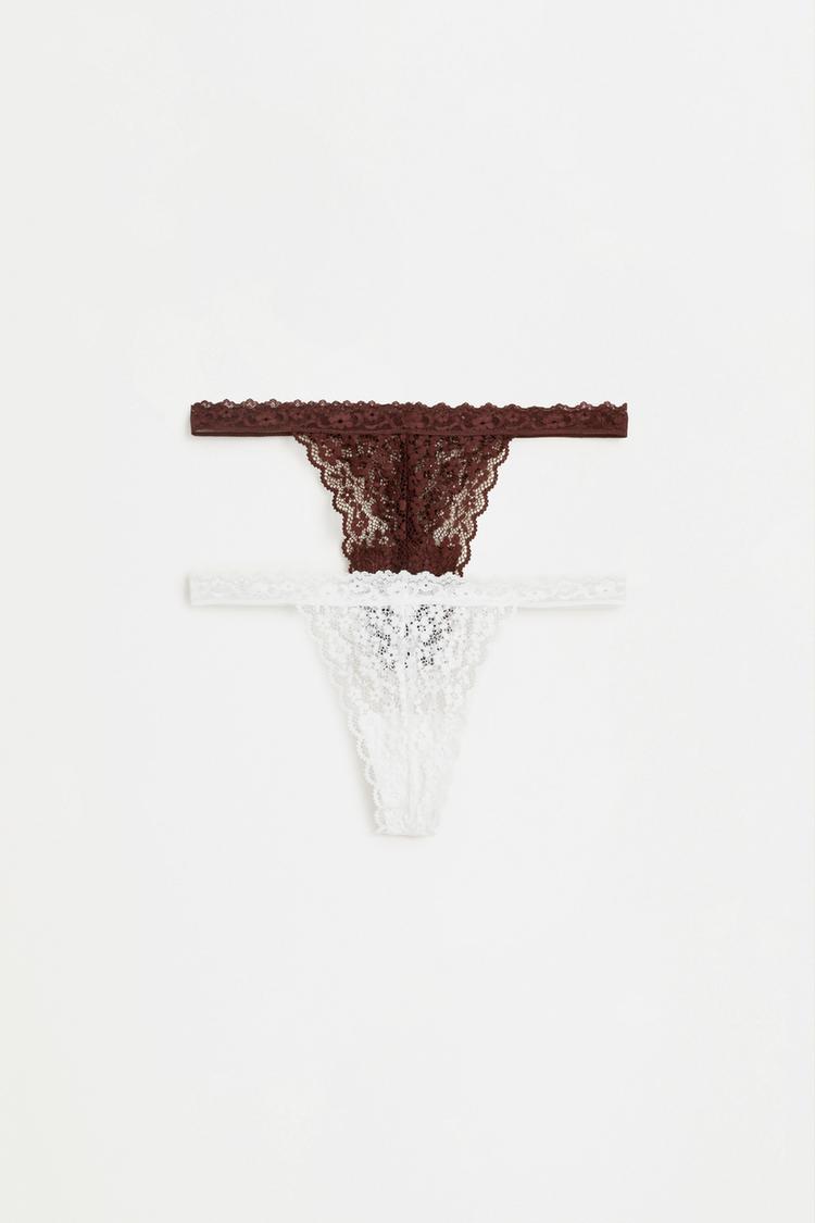 2-pack of lace thongs — WHITE