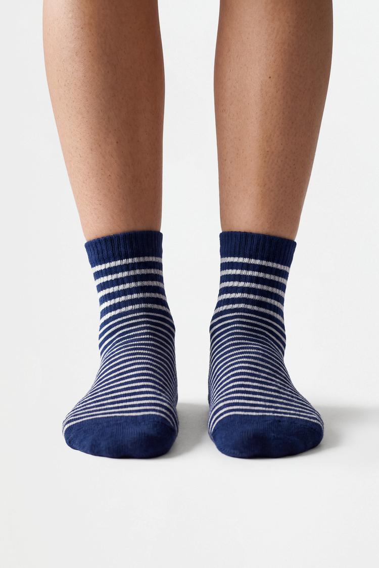 Striped ankle socks (7-pack) — GREY/BLUE