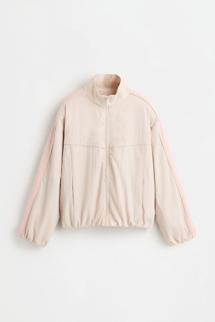 Polyamide jacket with side stripe — MAUVE
