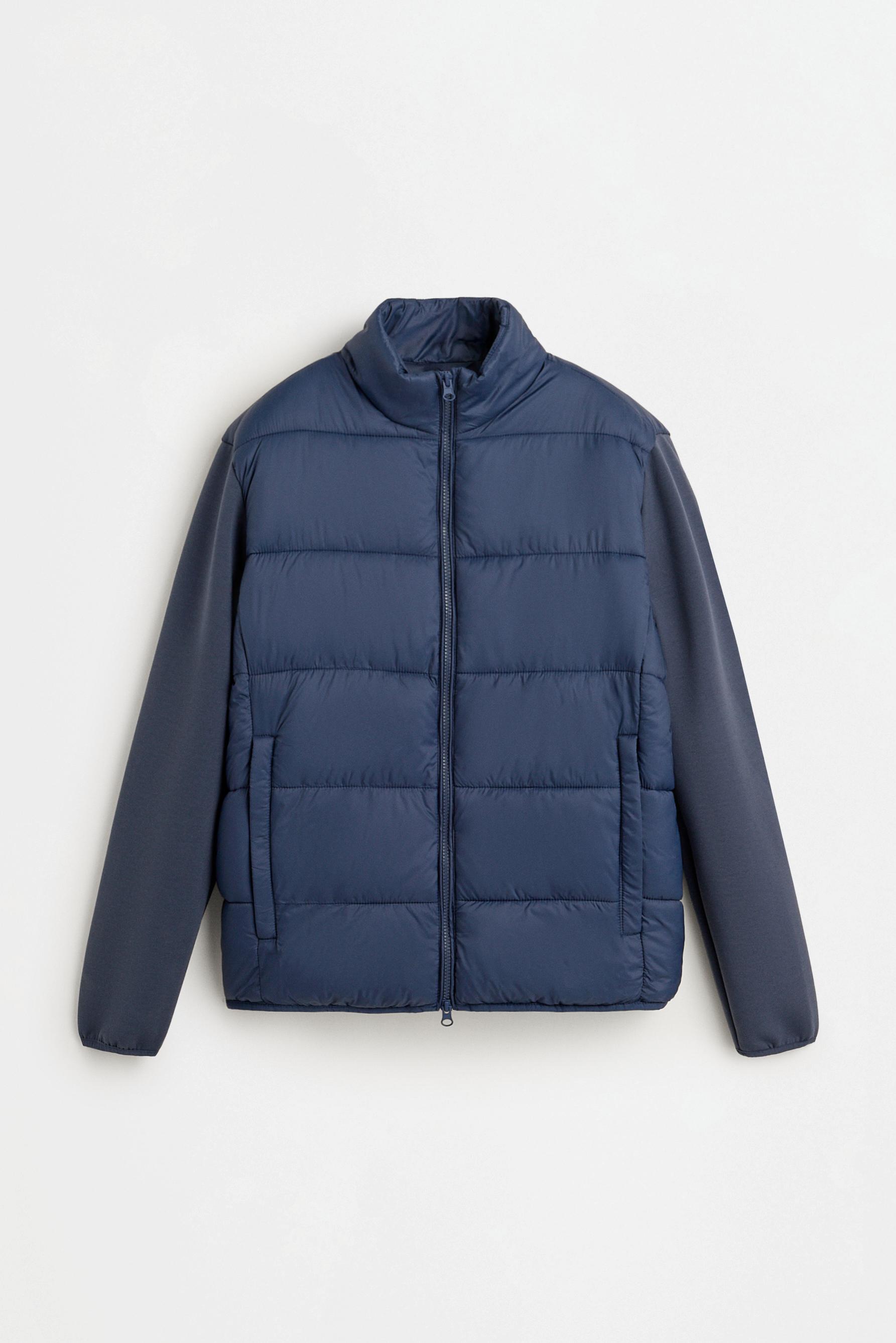 Quilted jacket with interlock sleeves — BLUE