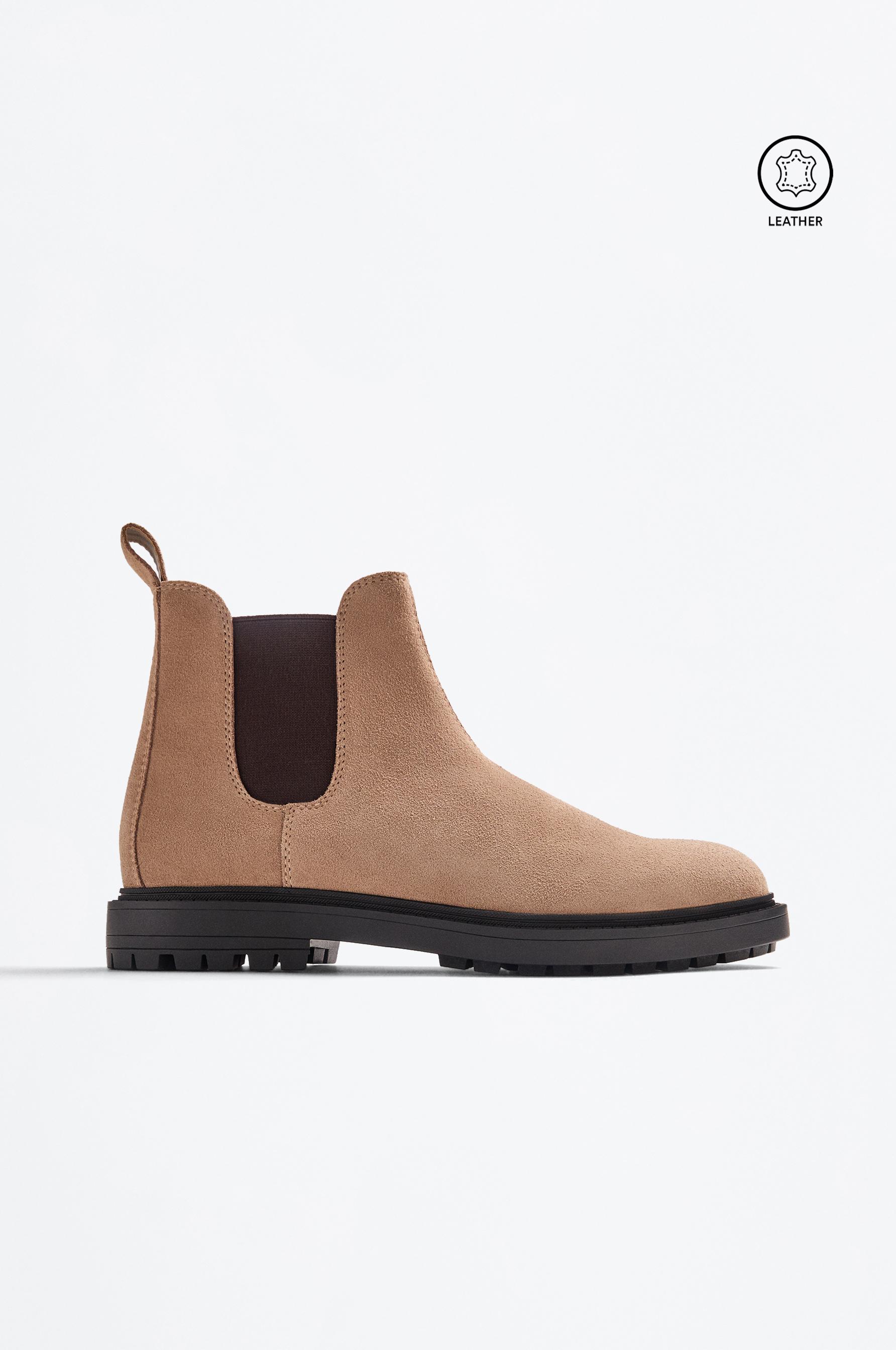 Leather Chelsea ankle boots — BEIGE
