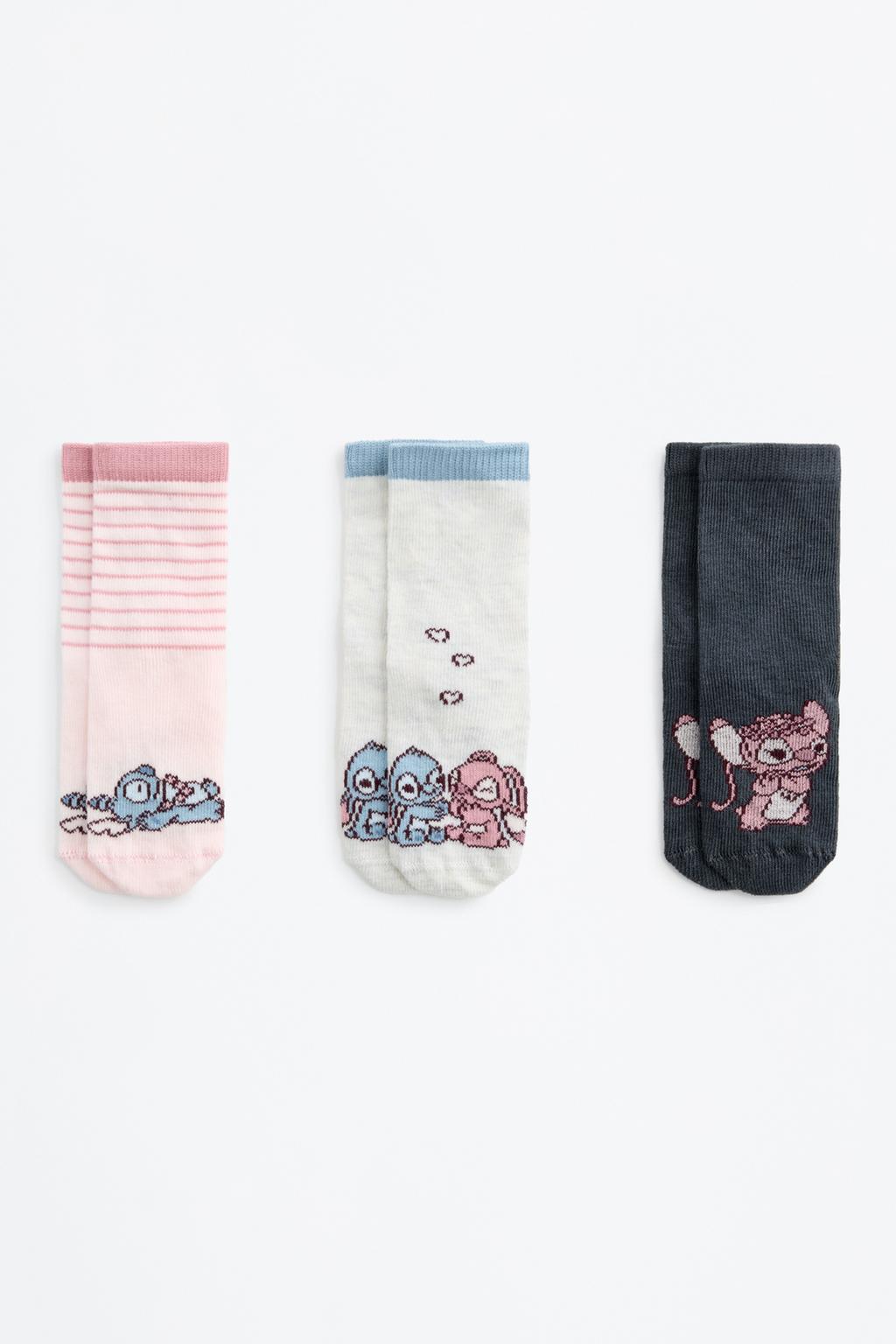 Pack of 3 pairs of Stitch and Angel ©Disney long socks