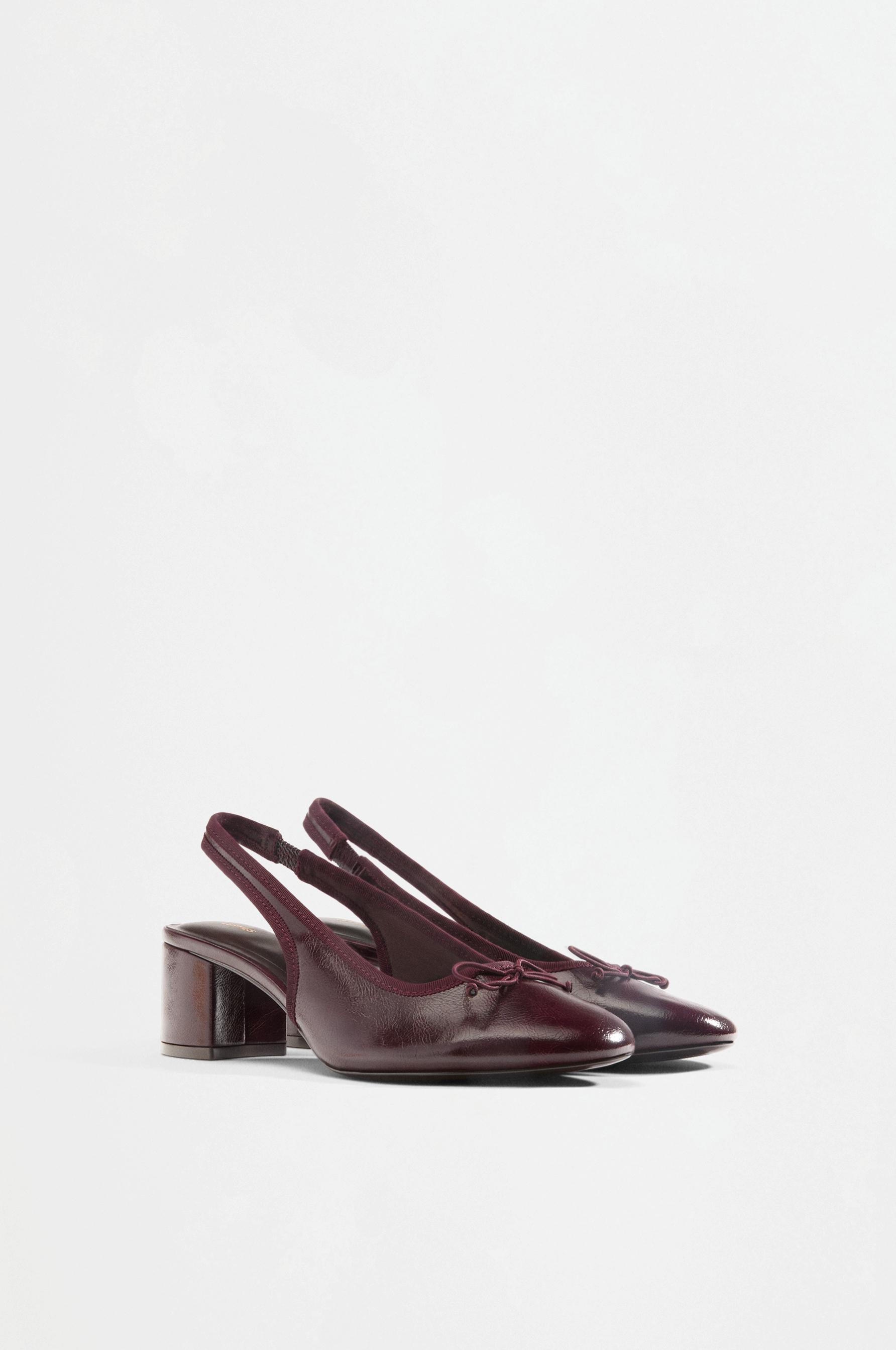 Bow heel ballet flat — BURGUNDY