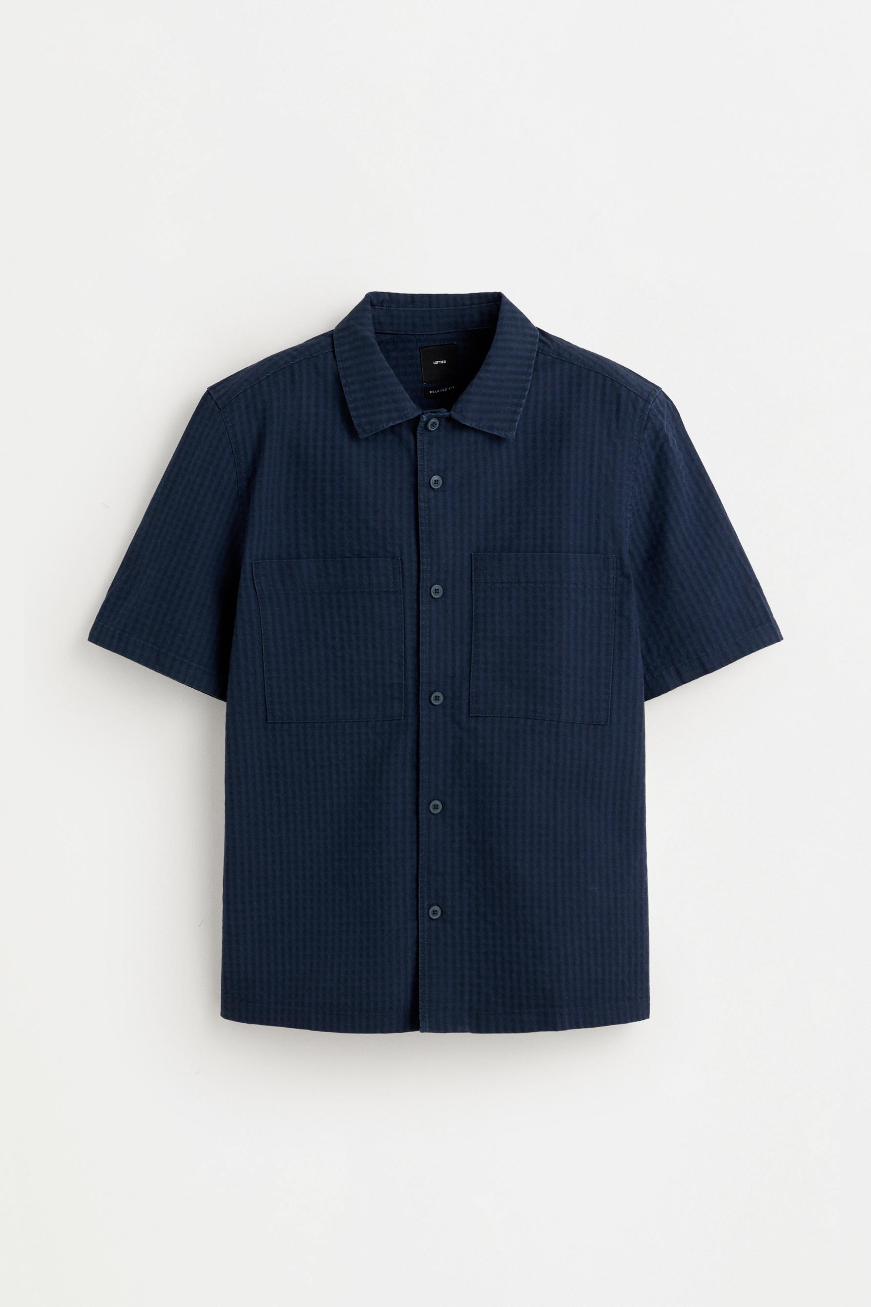 Jacquard shirt with pocket — NAVY