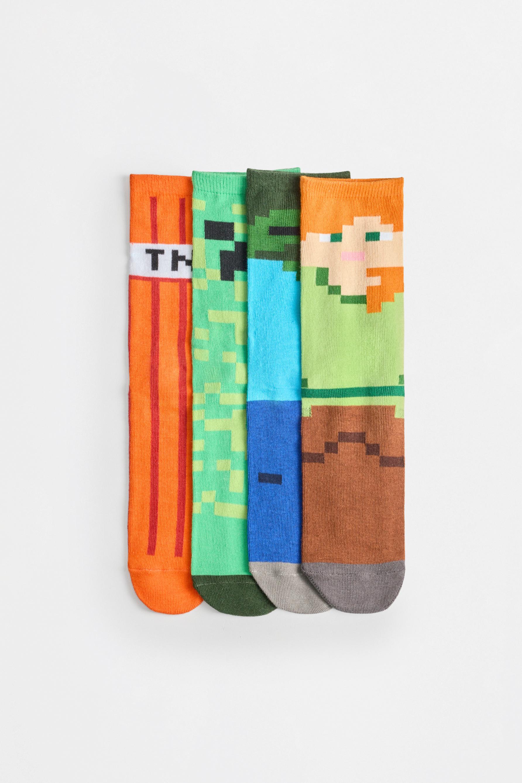 Minecraft long socks (4-pack) — ELECTRIC BLUE