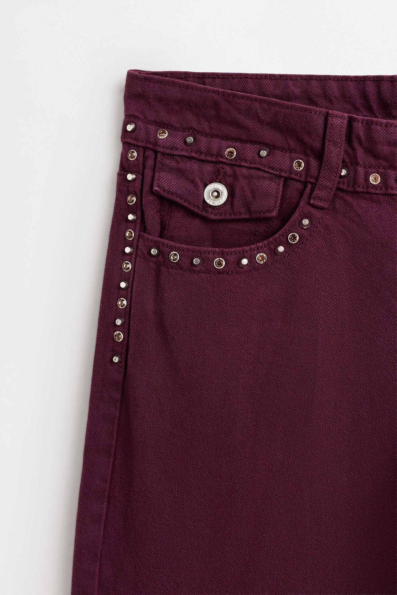 Straight-leg stud jeans — WINE