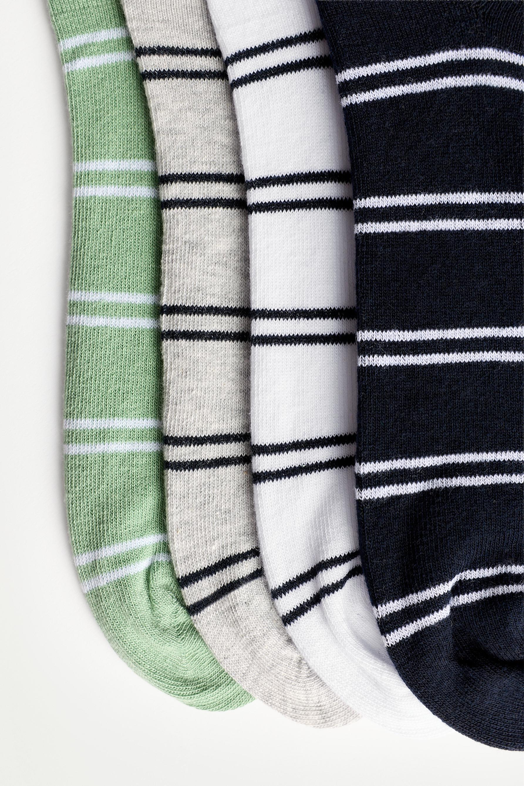 Striped ankle socks (4-pack) — GREEN TONES
