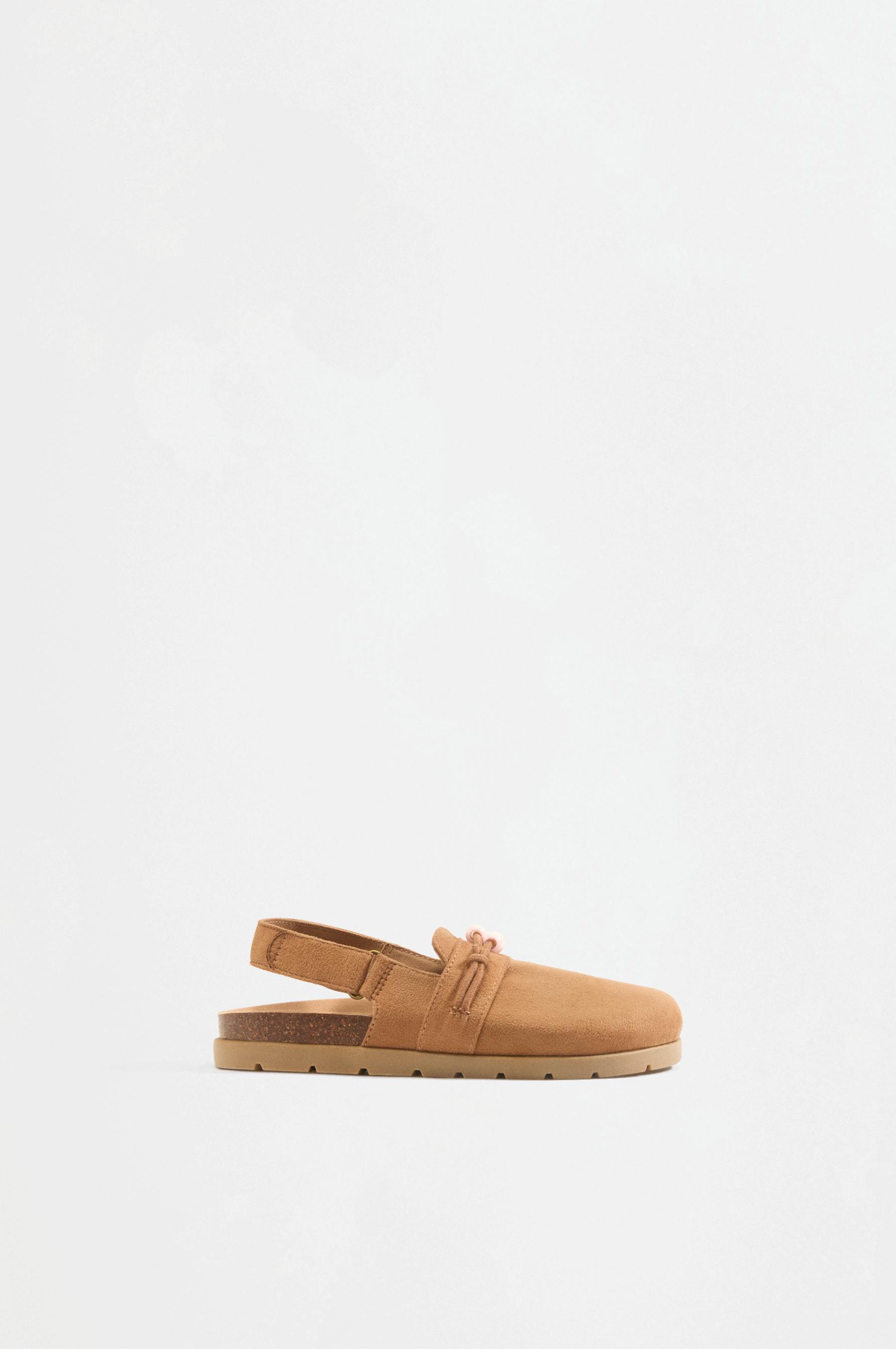 Faux suede beaded clogs — LEATHER