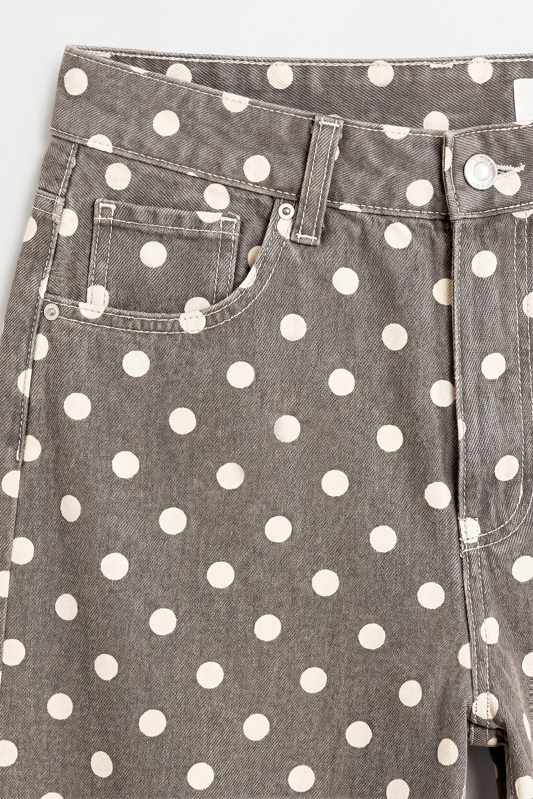 Basic printed culotte jeans — PEARL/BEIGE