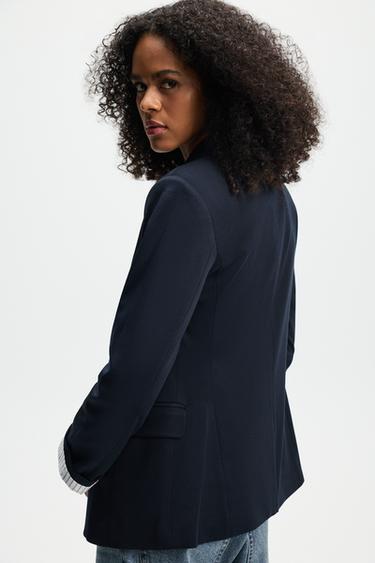 Striped cuff blazer — DARK NAVY 4