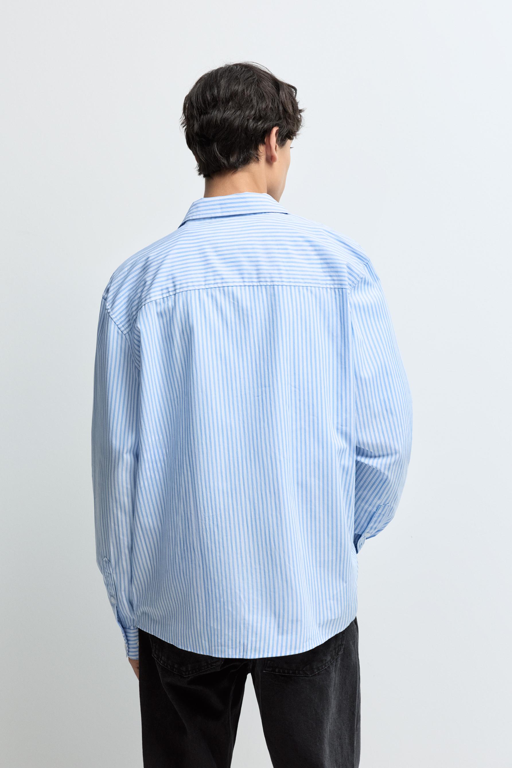Striped regular fit shirt — PALE BLUE