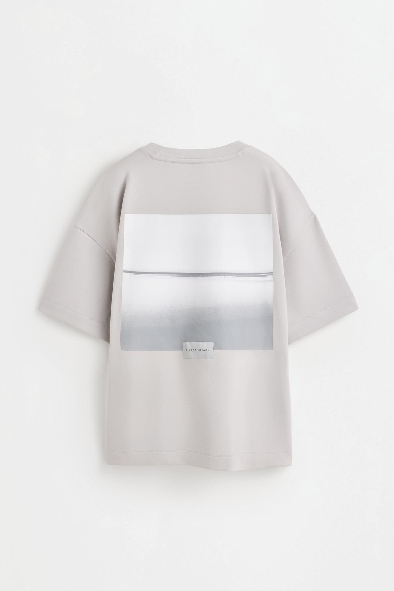 Printed interlock T-shirt — PEARL GREY