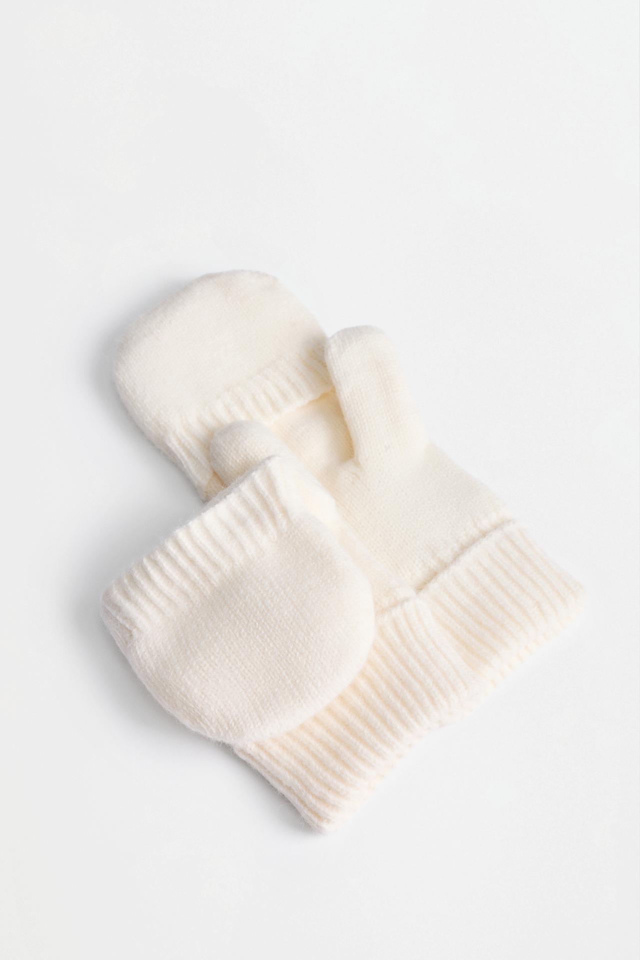 Braided knit mittens — ECRU
