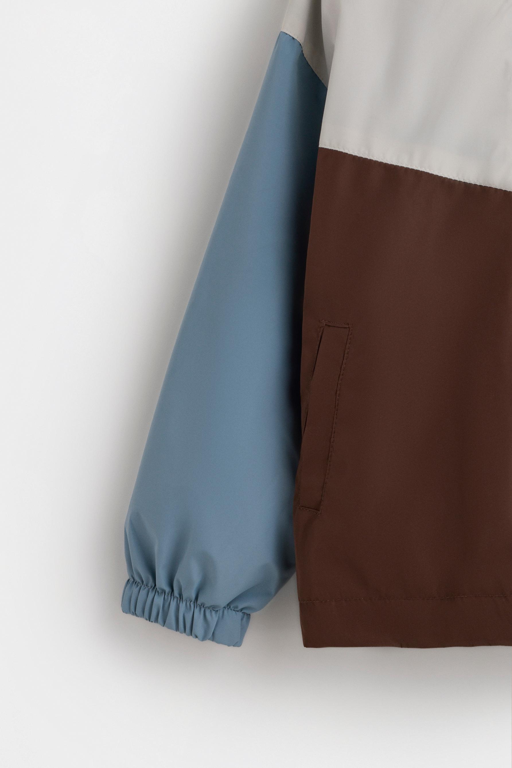 Color block windbreaker jacket — DARK BROWN