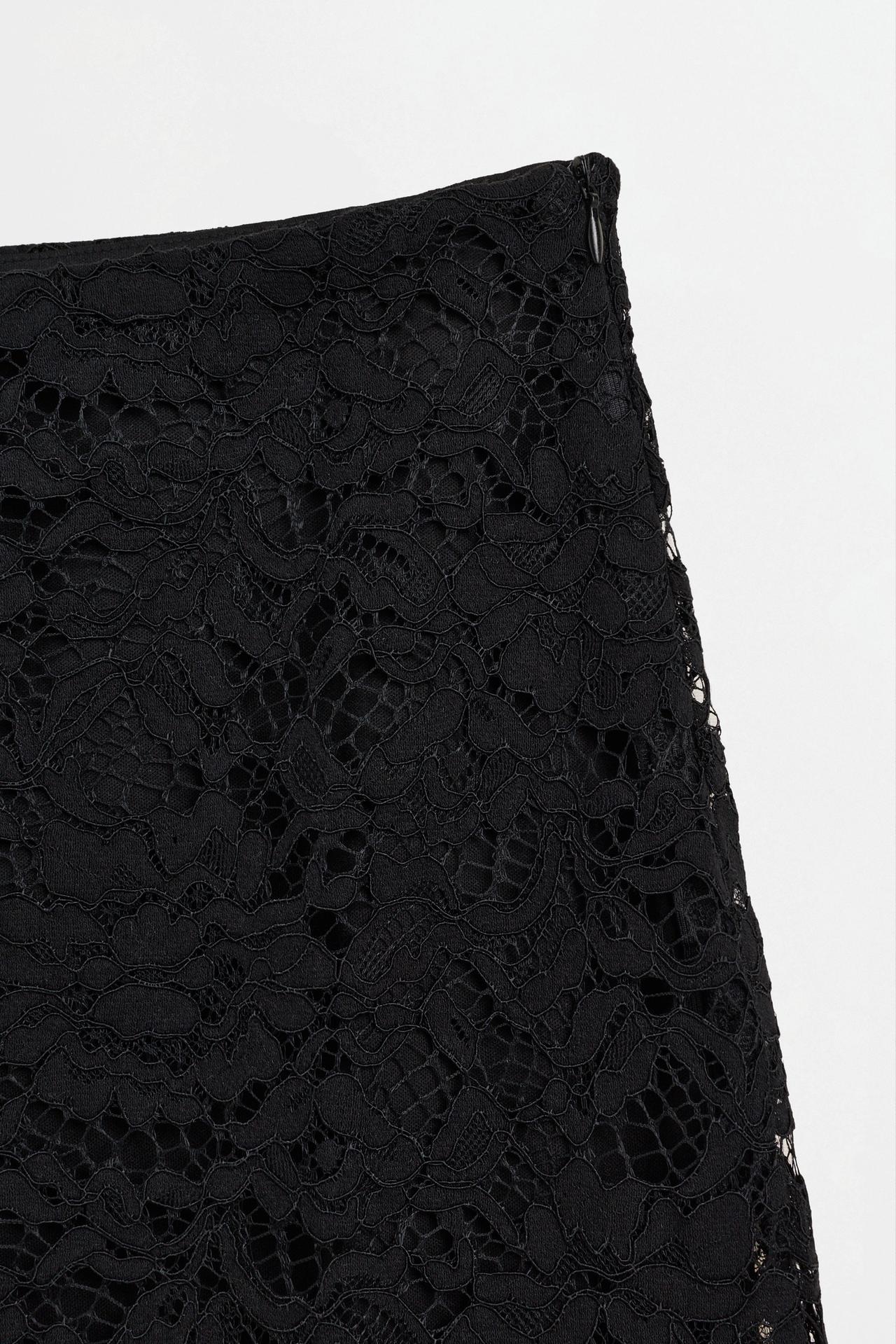 Lace midi skirt — BLACK