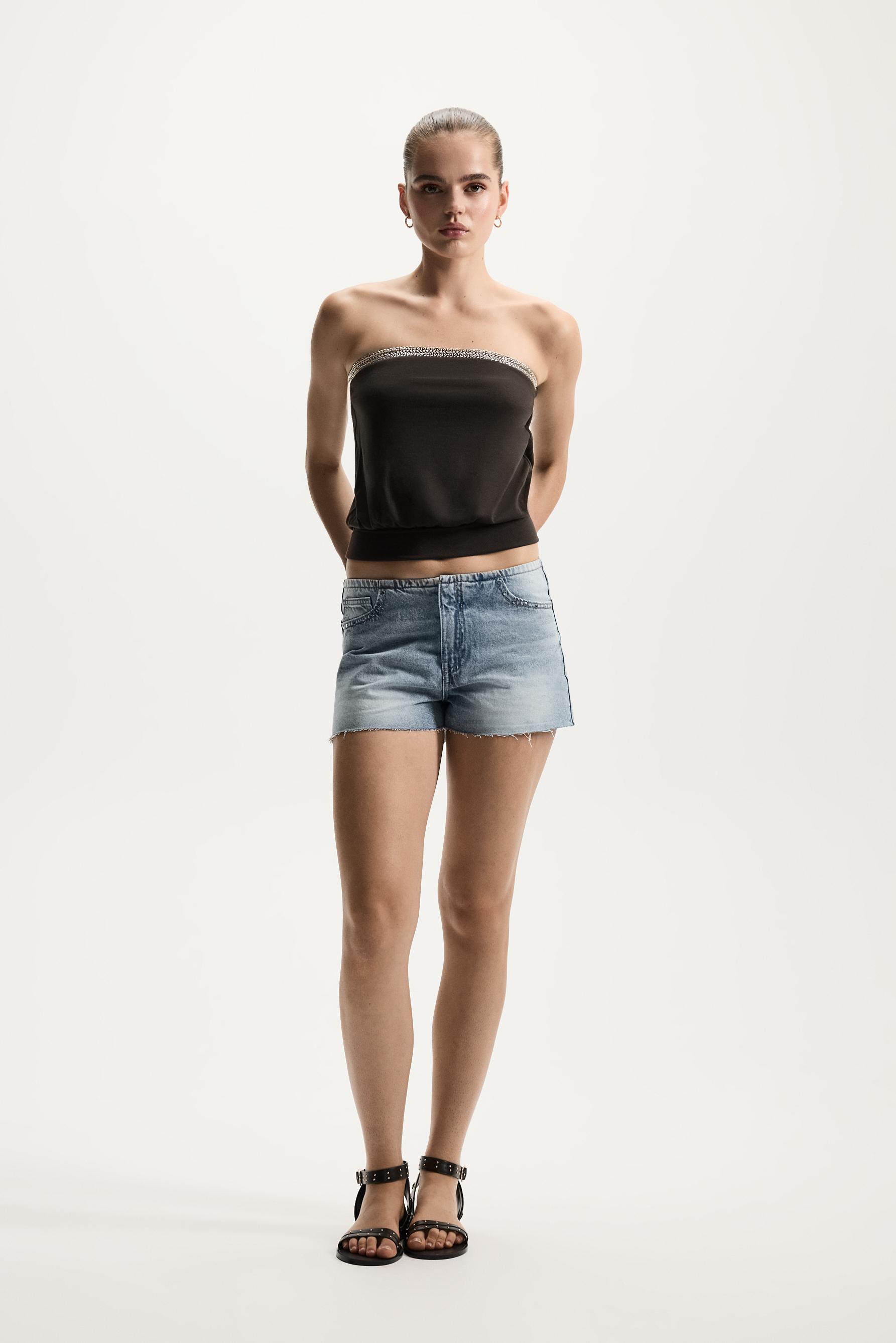 Rhinestone bandeau top — CHOCOLATE