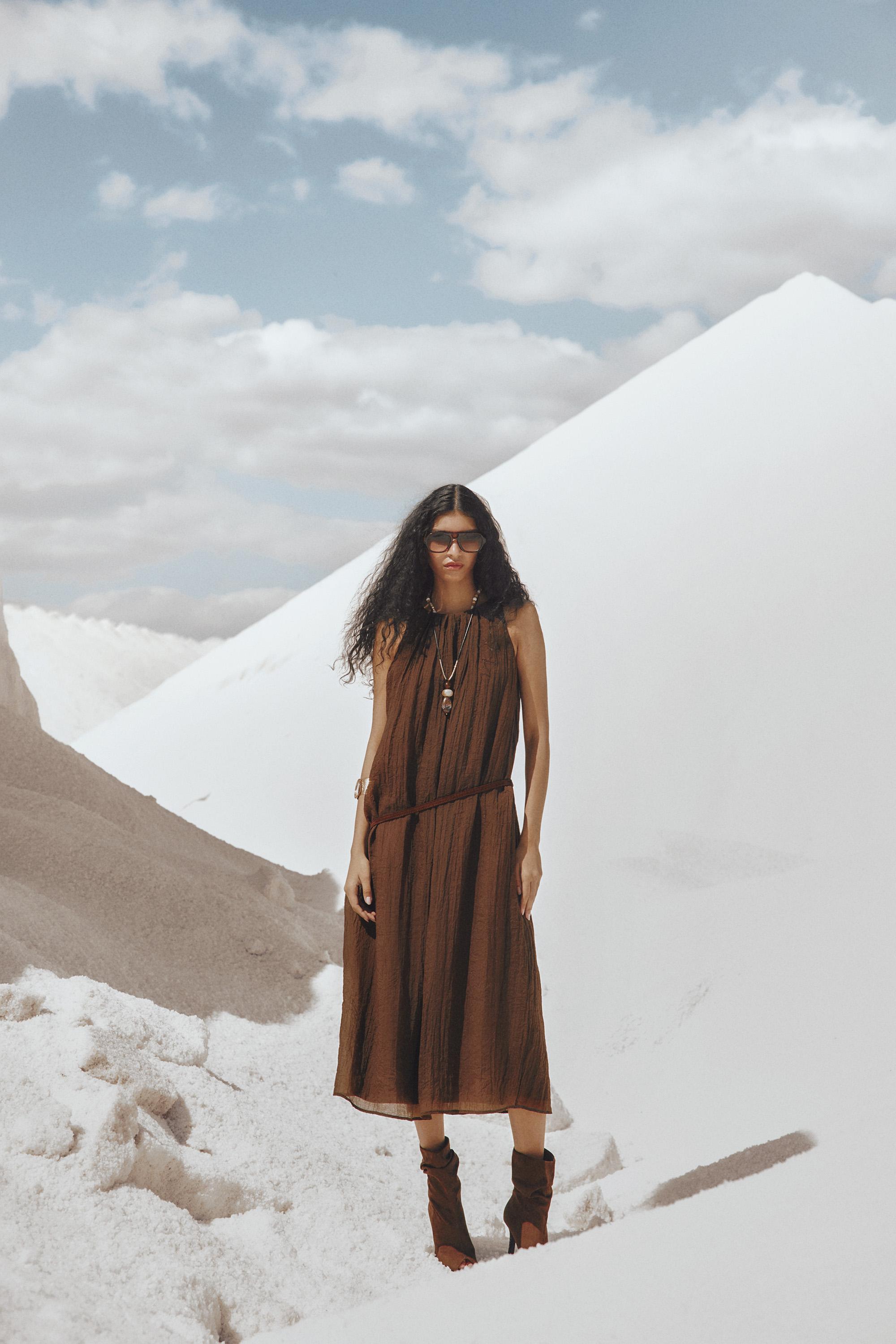 Halter neck midi dress — BROWN